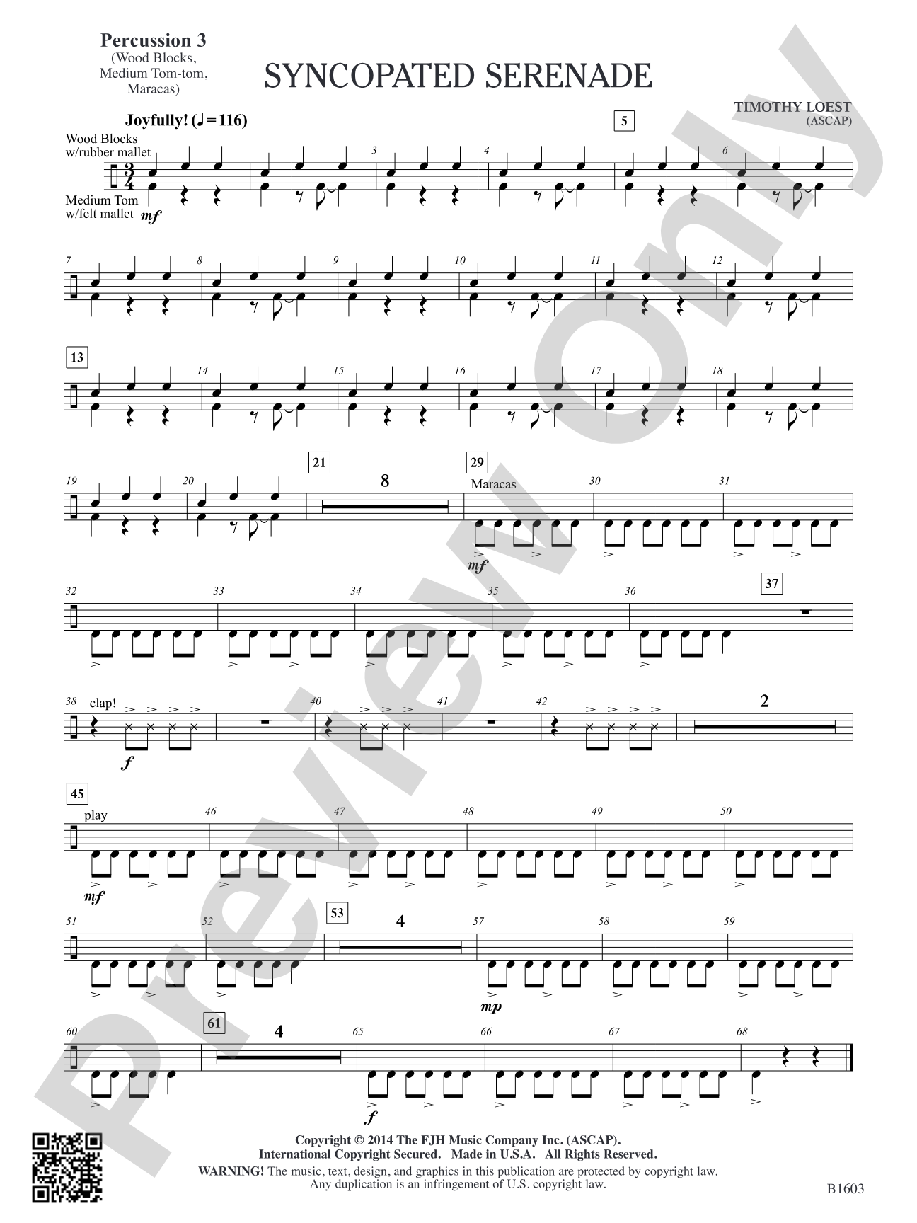 Syncopated Serenade: Percussion 3