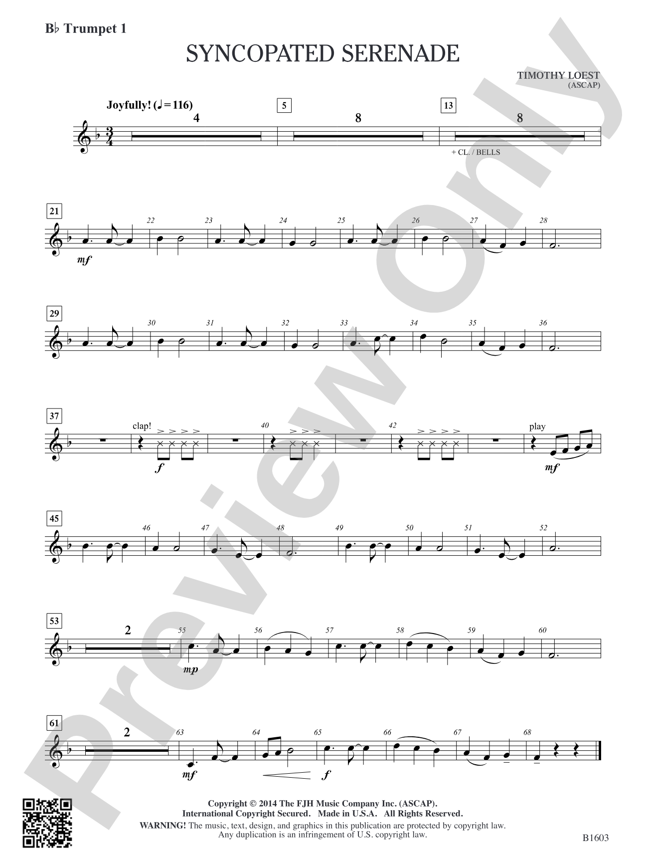 Syncopated Serenade: B-flat Trumpet 1