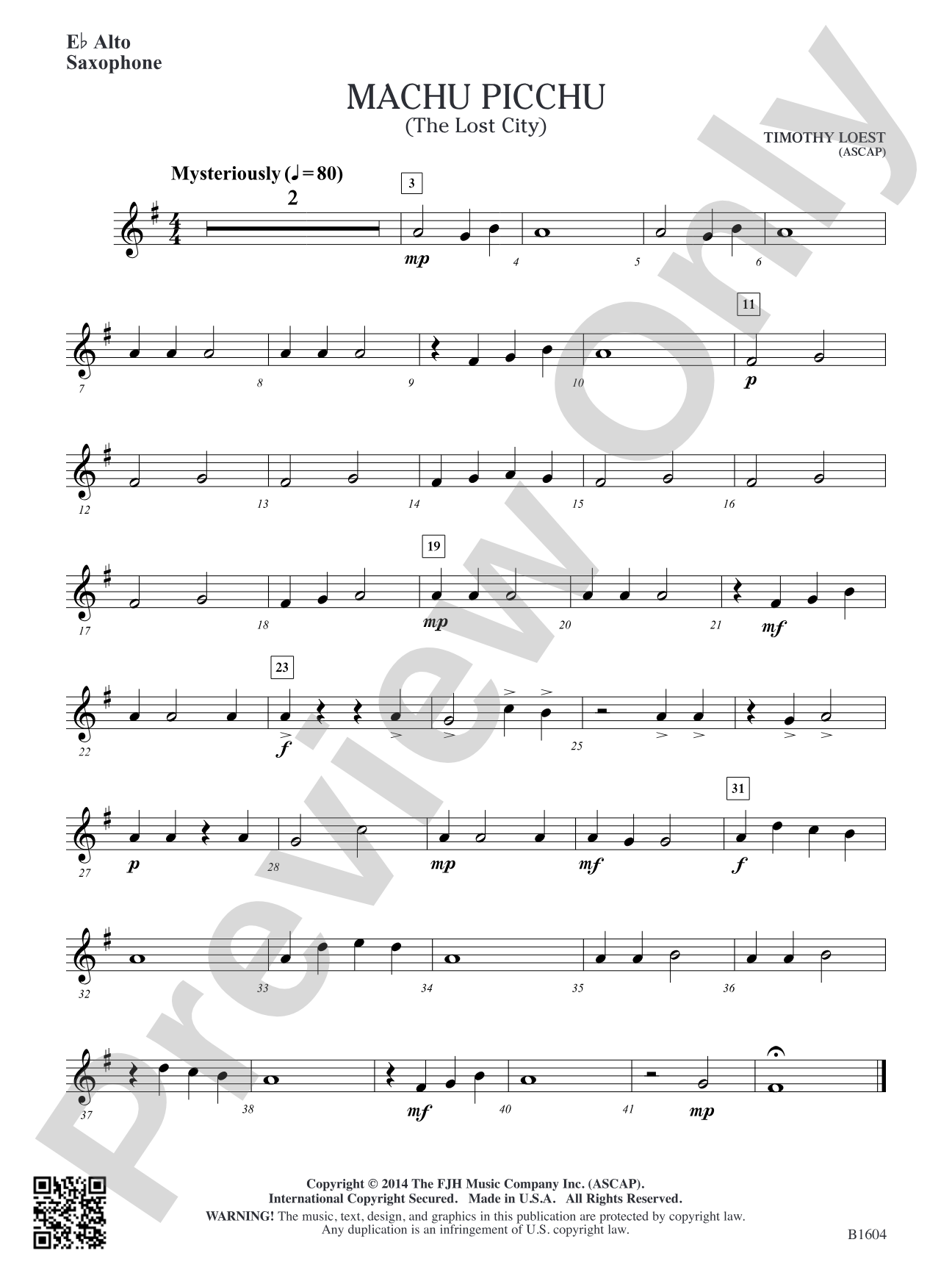 Machu Picchu: E-flat Alto Saxophone