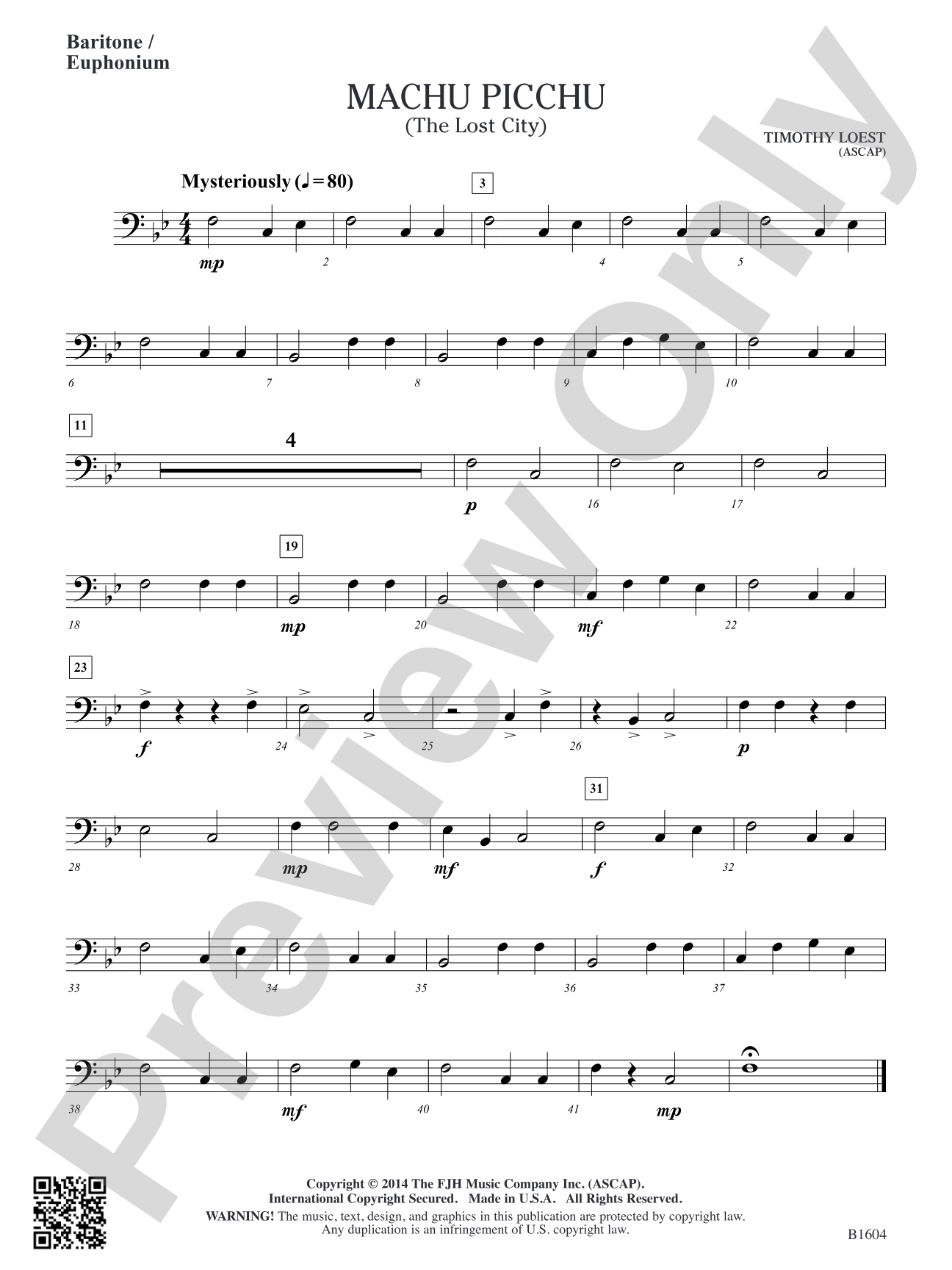 Machu Picchu: Baritone / Euphonium