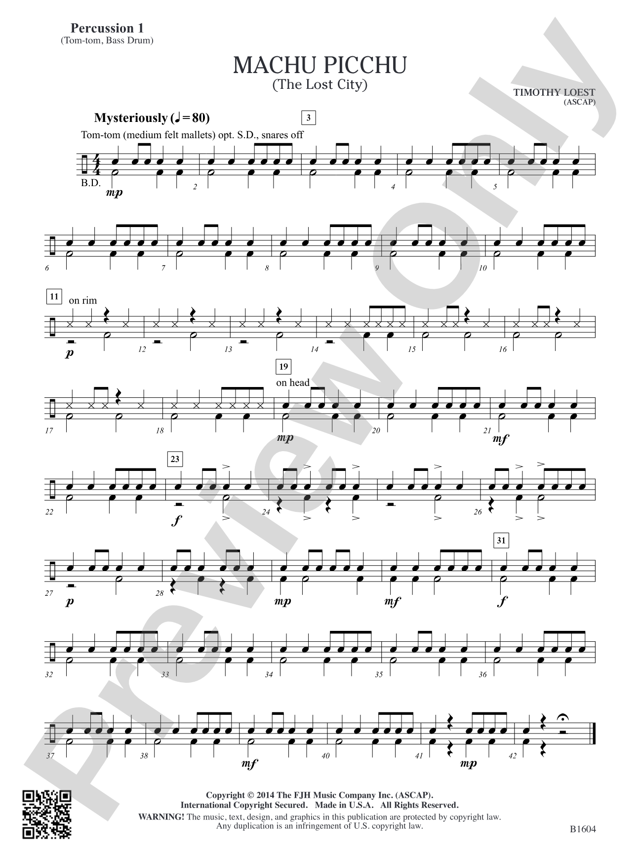 Machu Picchu: Percussion 1