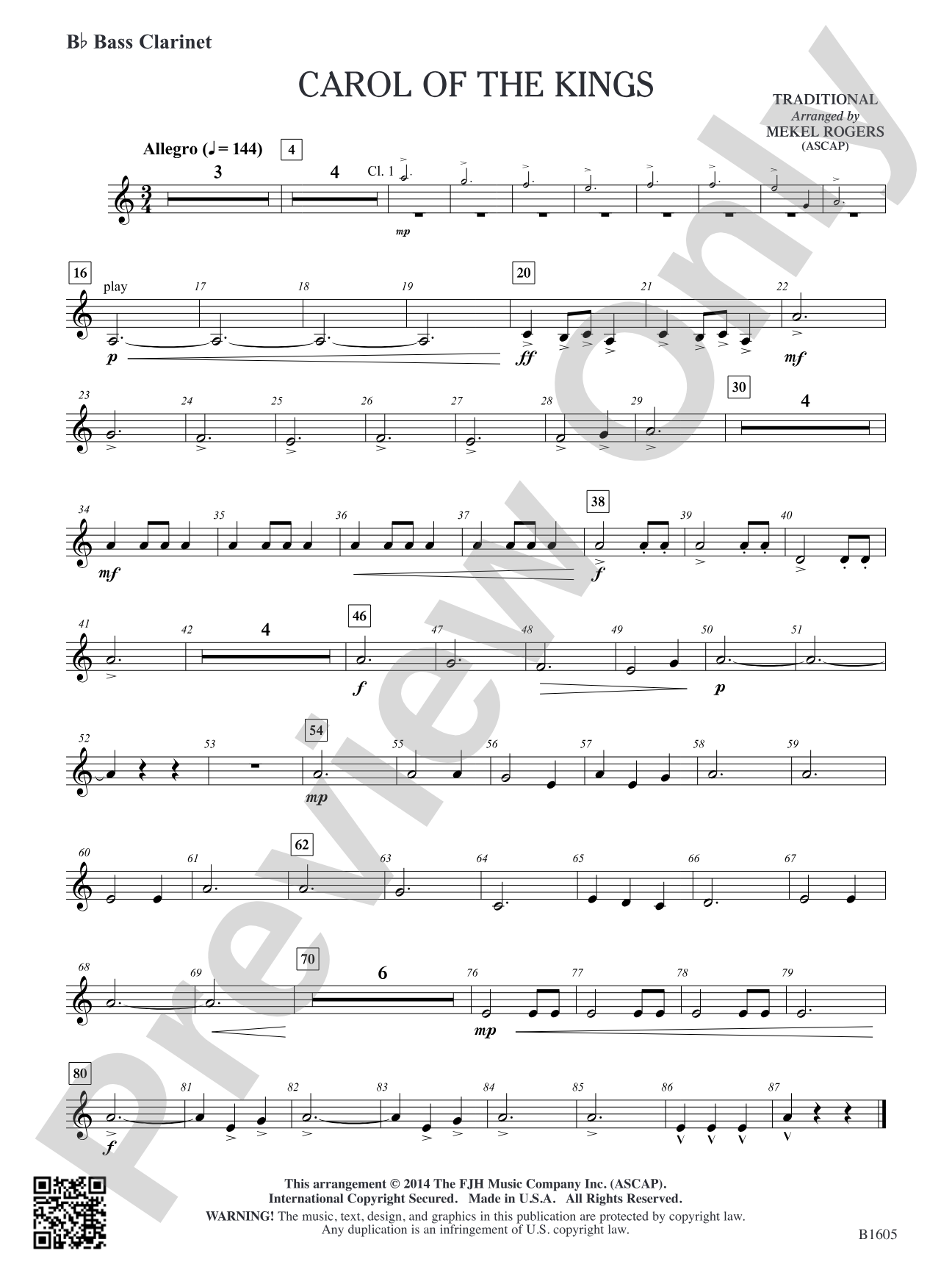 Carol of the Kings: B-flat Bass Clarinet