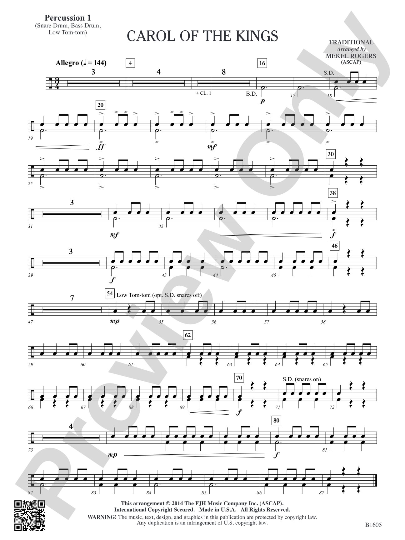 Carol of the Kings: Percussion 1