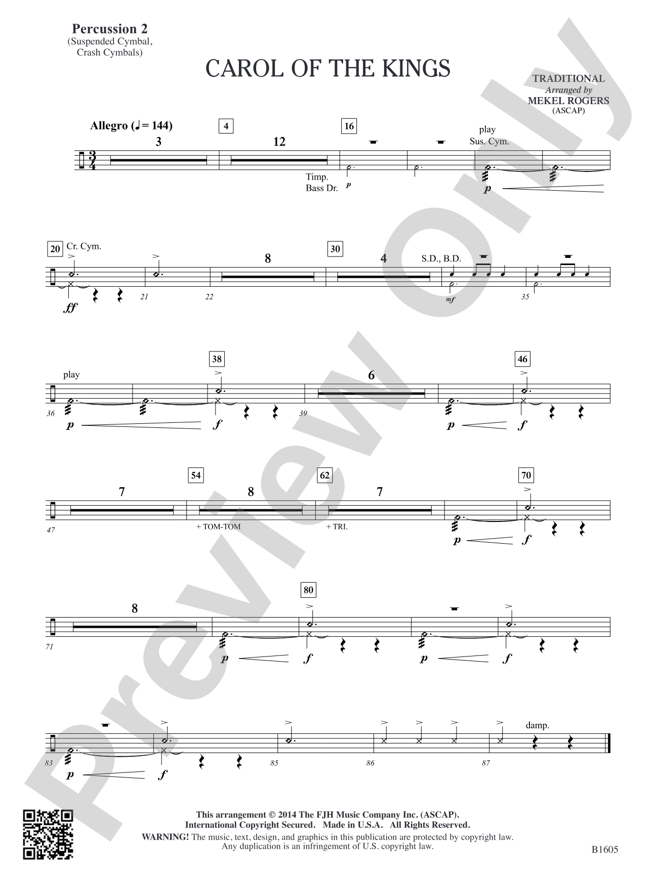 Carol of the Kings: Percussion 2