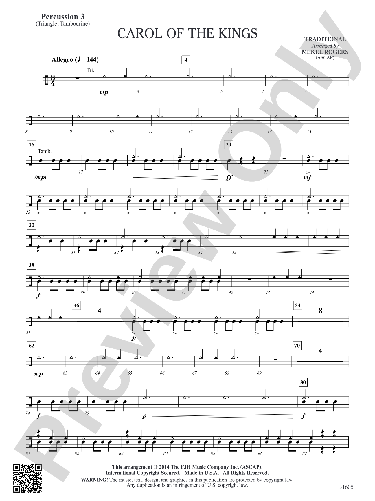 Carol of the Kings: Percussion 3