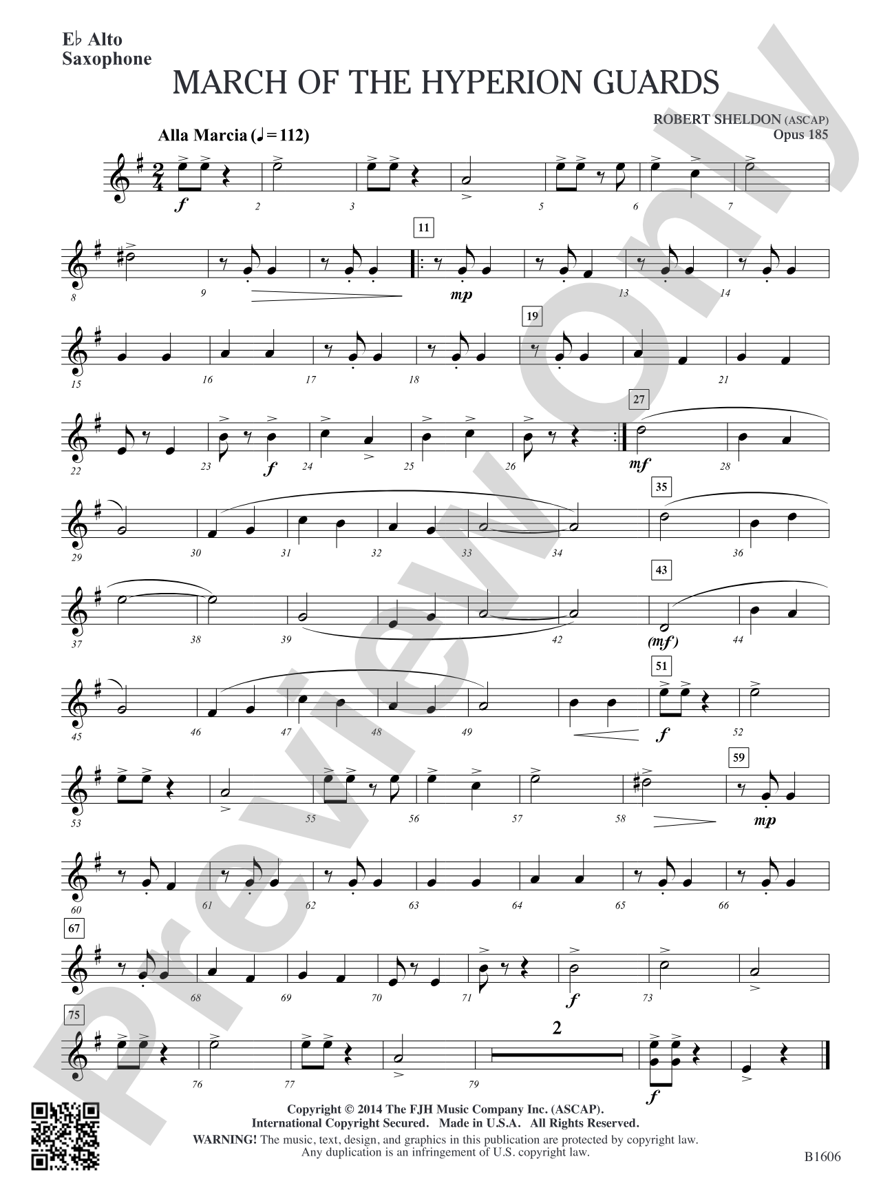 March of the Hyperion Guards: E-flat Alto Saxophone