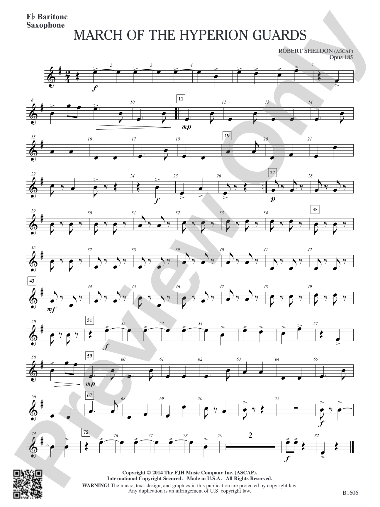 March of the Hyperion Guards: E-flat Baritone Saxophone