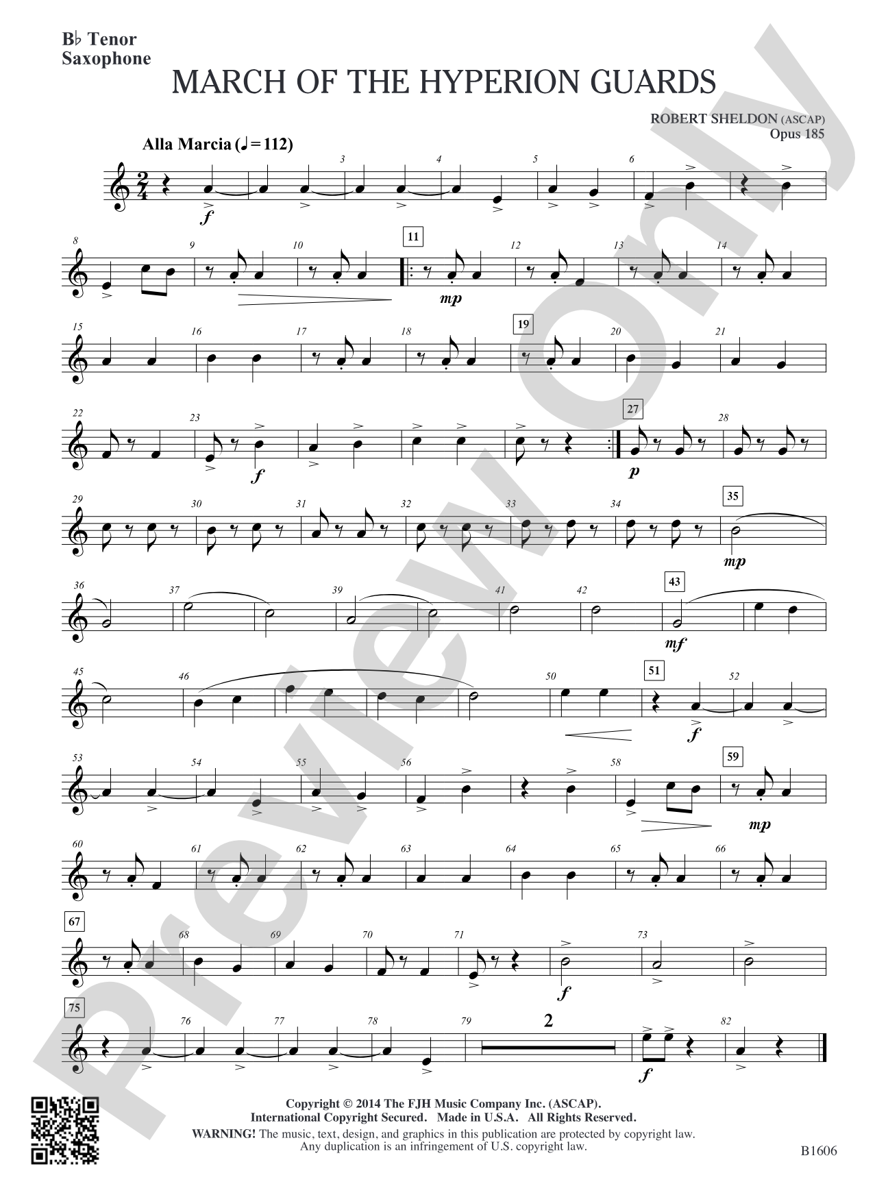 March of the Hyperion Guards: B-flat Tenor Saxophone