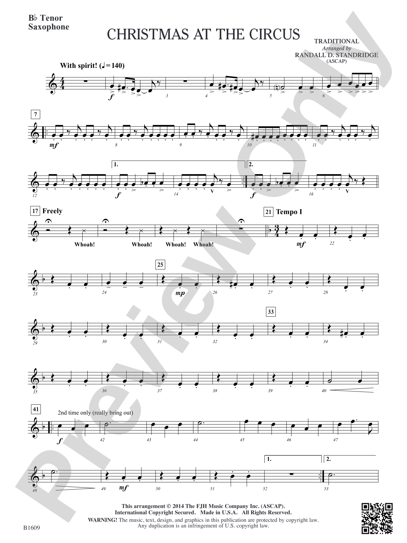 Christmas at the Circus: B-flat Tenor Saxophone