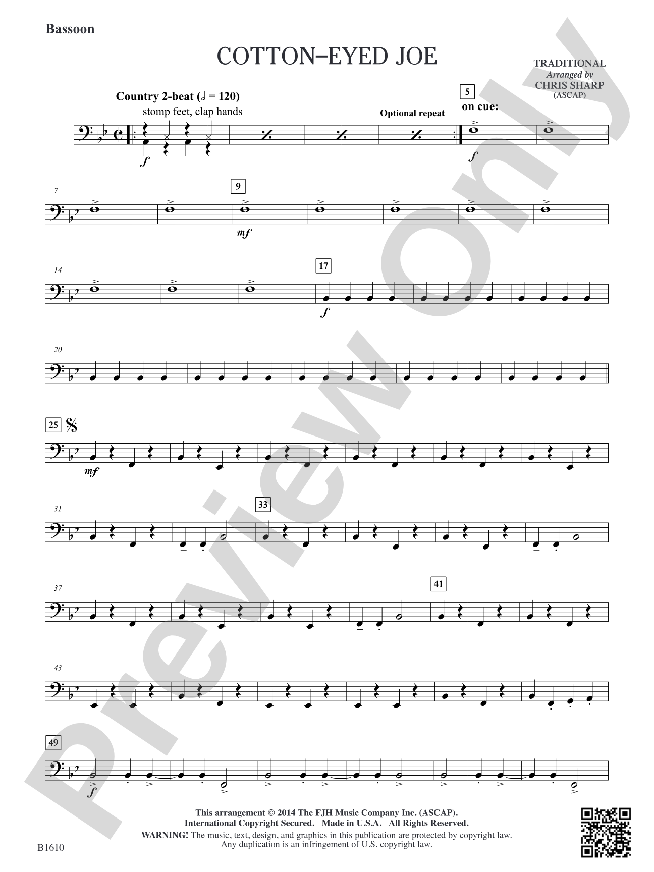 Cotton-Eyed Joe: Bassoon