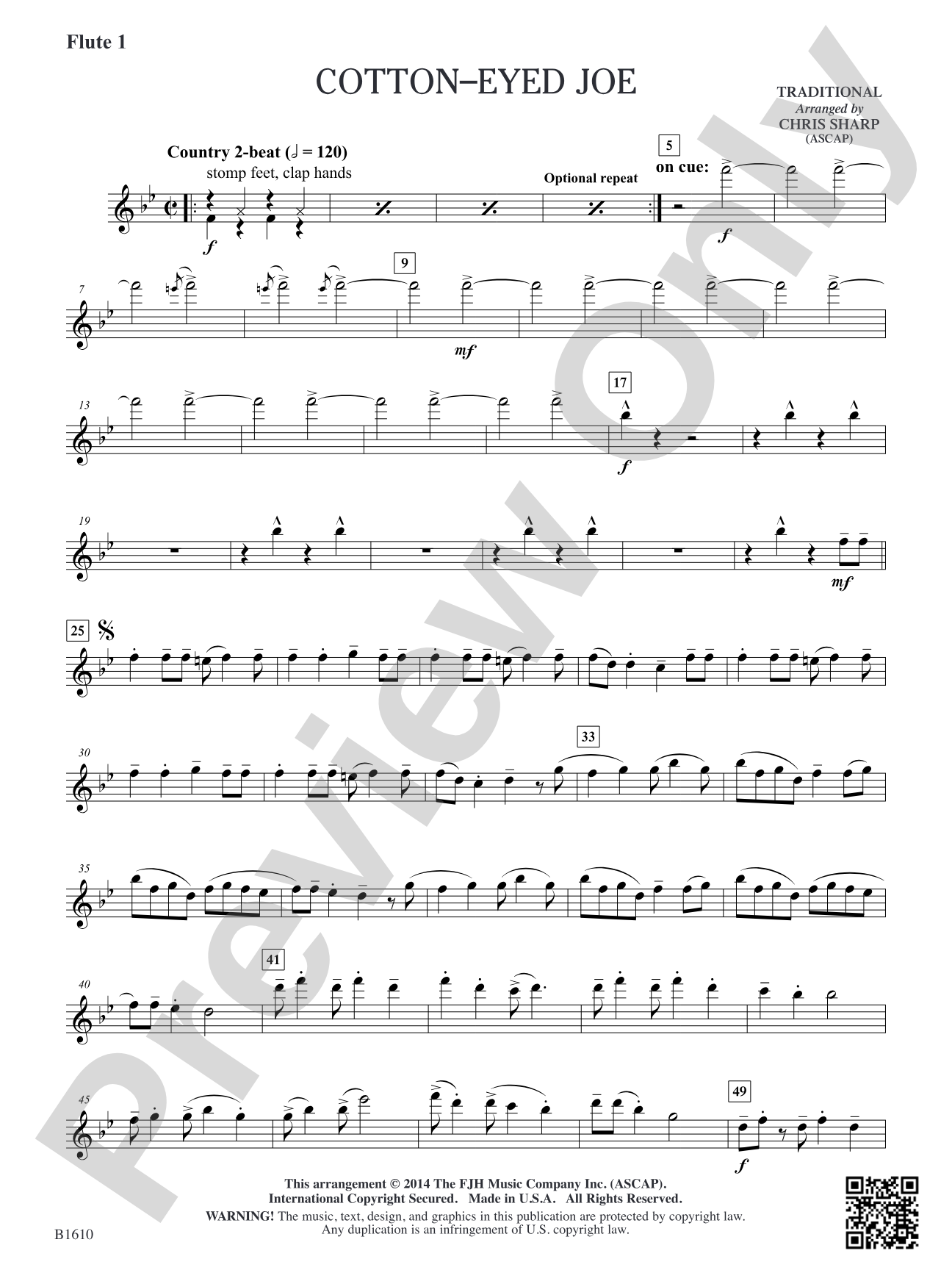 Cotton-Eyed Joe: Flute 1