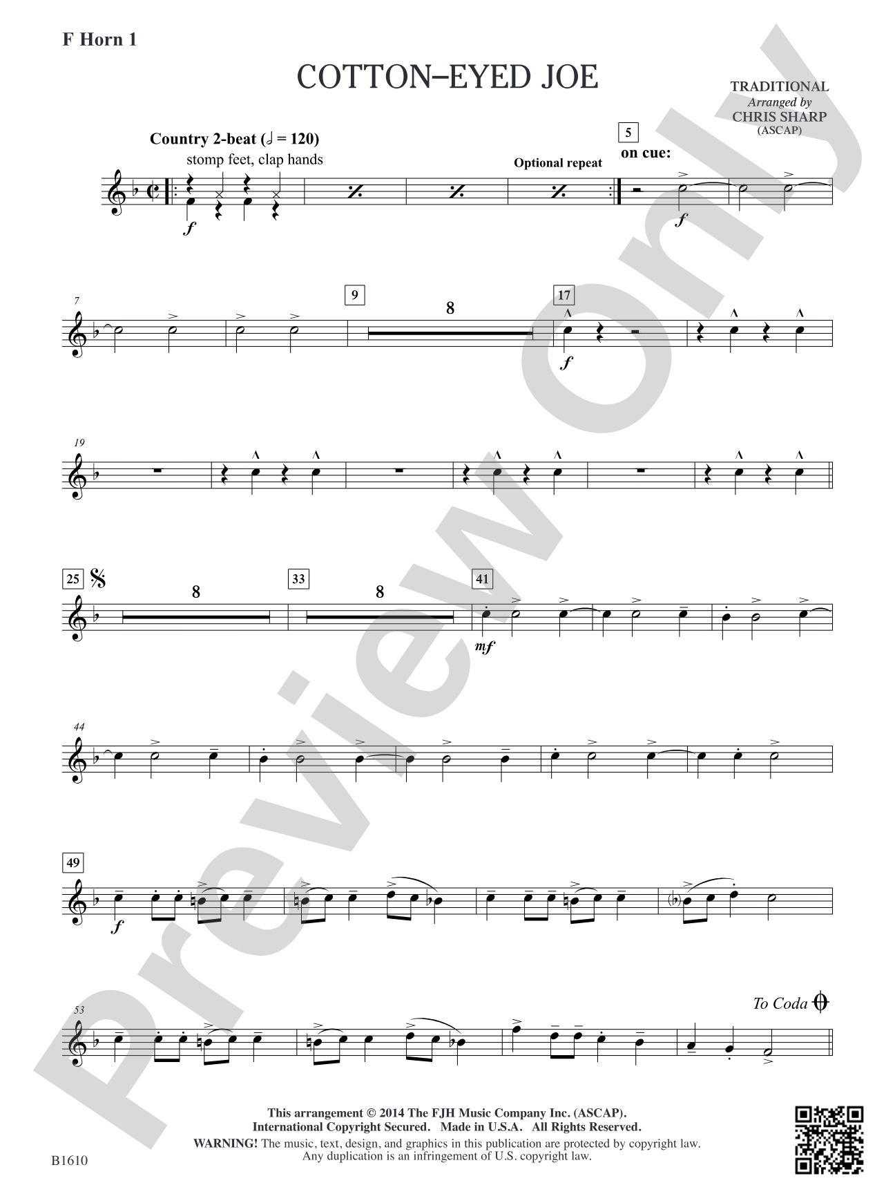 Cotton-Eyed Joe: F Horn 1