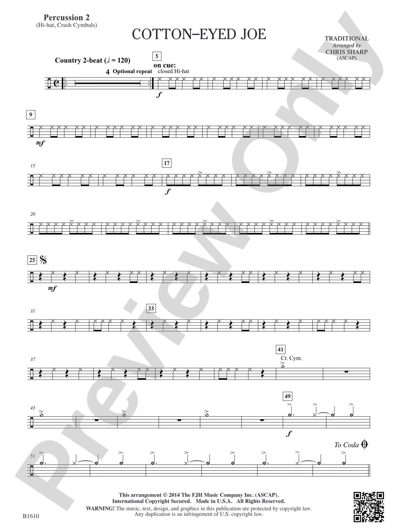 Cotton-Eyed Joe: Percussion 2