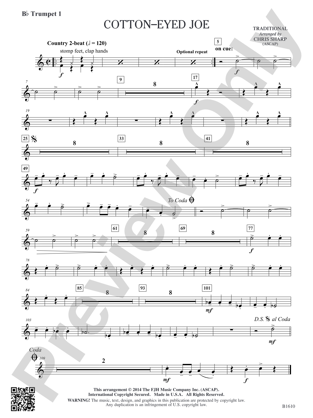 Cotton-Eyed Joe: B-flat Trumpet 1