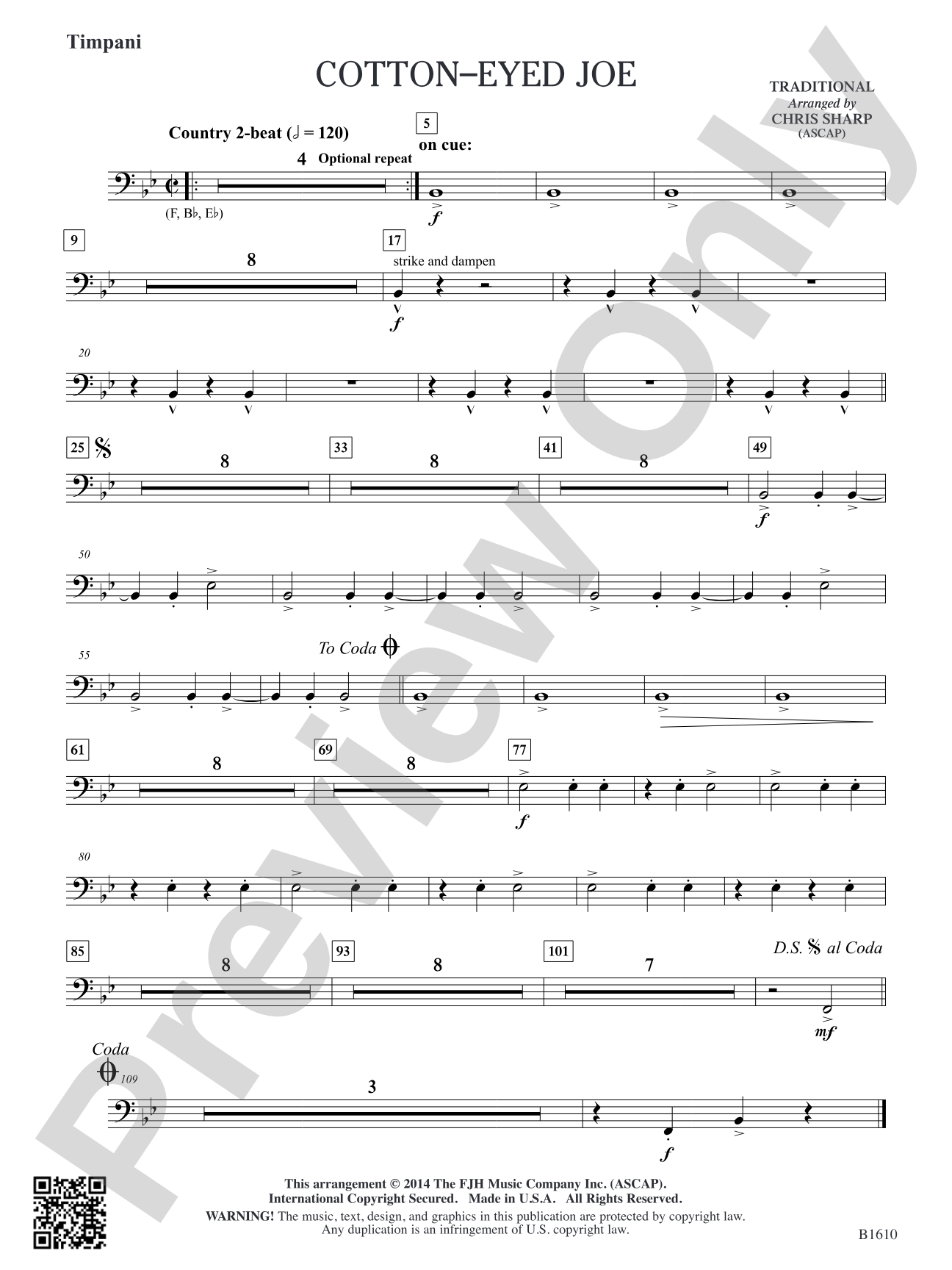 Cotton-Eyed Joe: Timpani