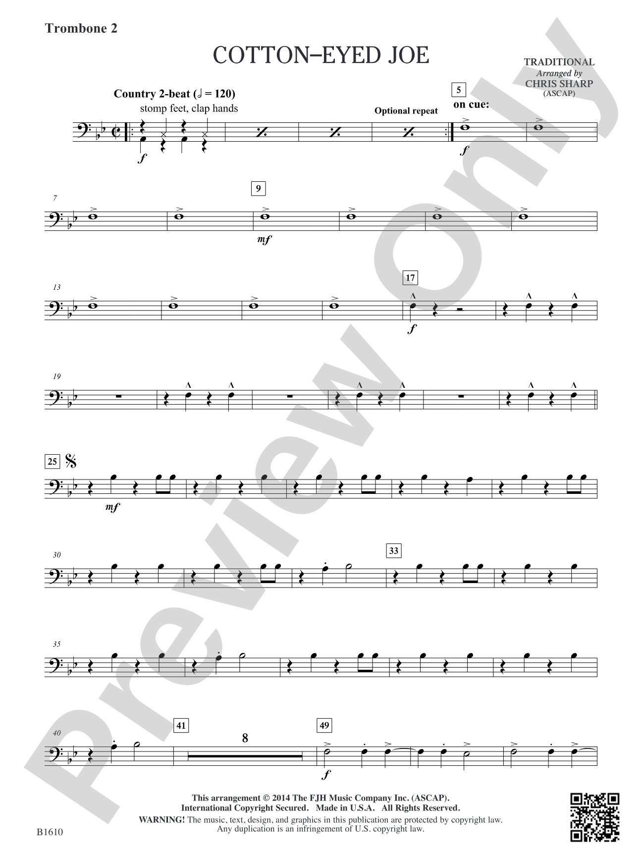 Cotton-Eyed Joe: Trombone 2