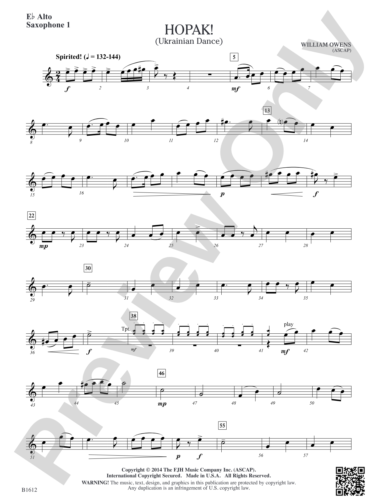 Hopak!: E-flat Alto Saxophone 1