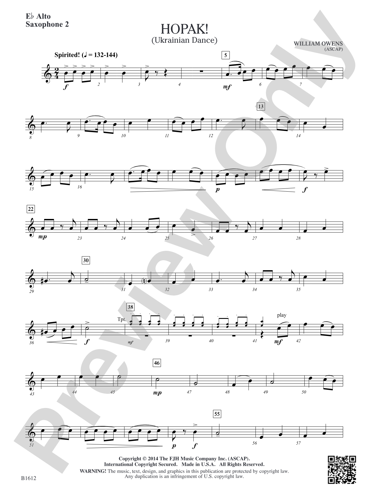 Hopak!: E-flat Alto Saxophone 2