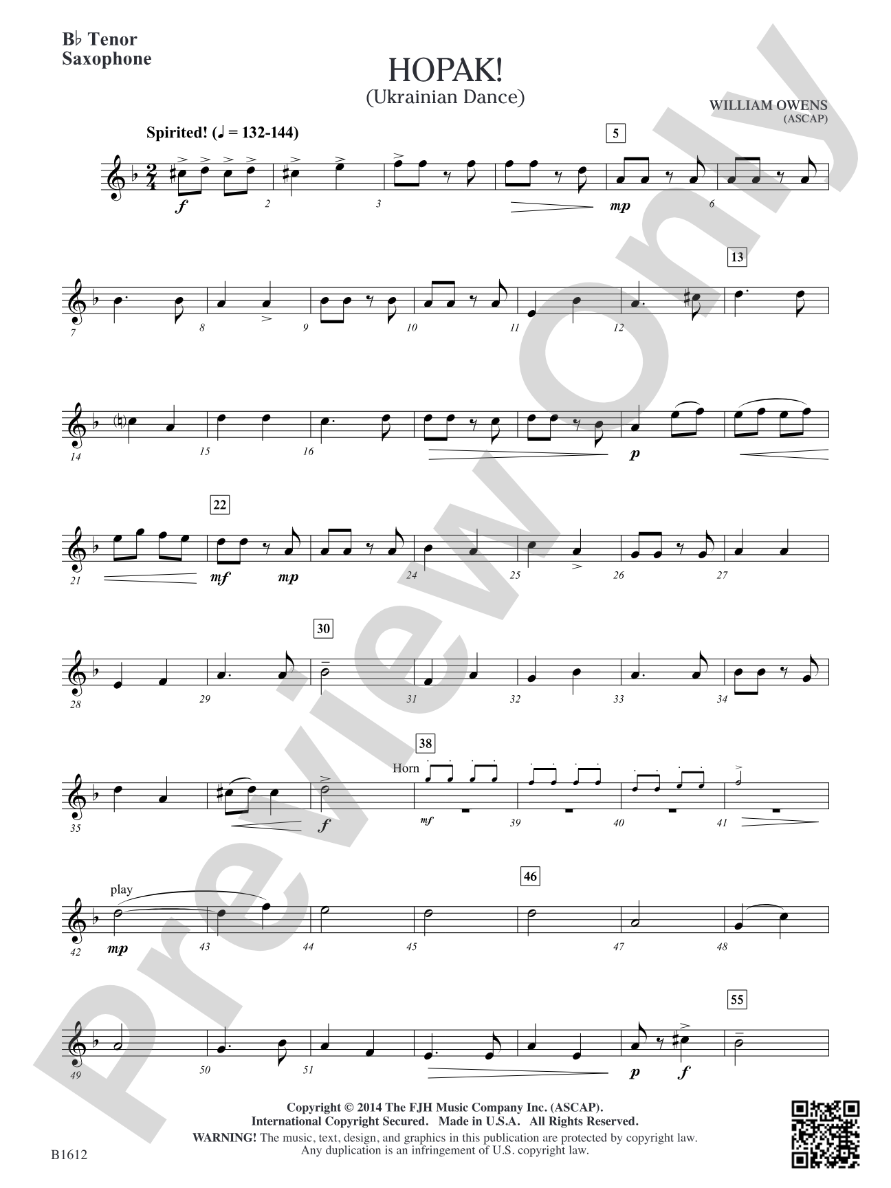 Hopak!: B-flat Tenor Saxophone