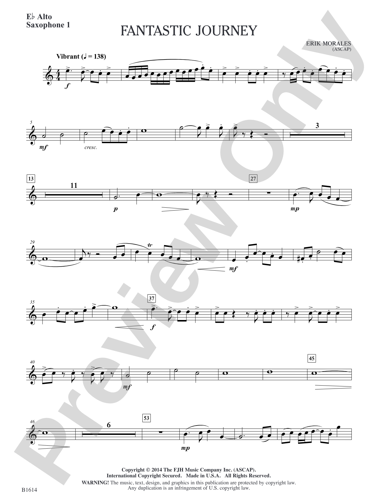 Fantastic Journey: E-flat Alto Saxophone 1