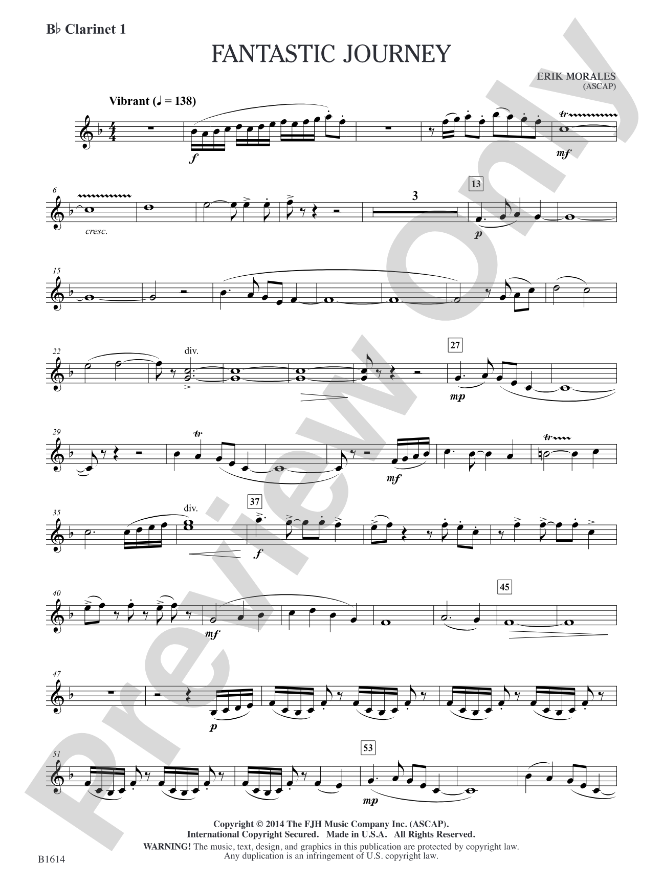 Fantastic Journey: B-flat Clarinet 1