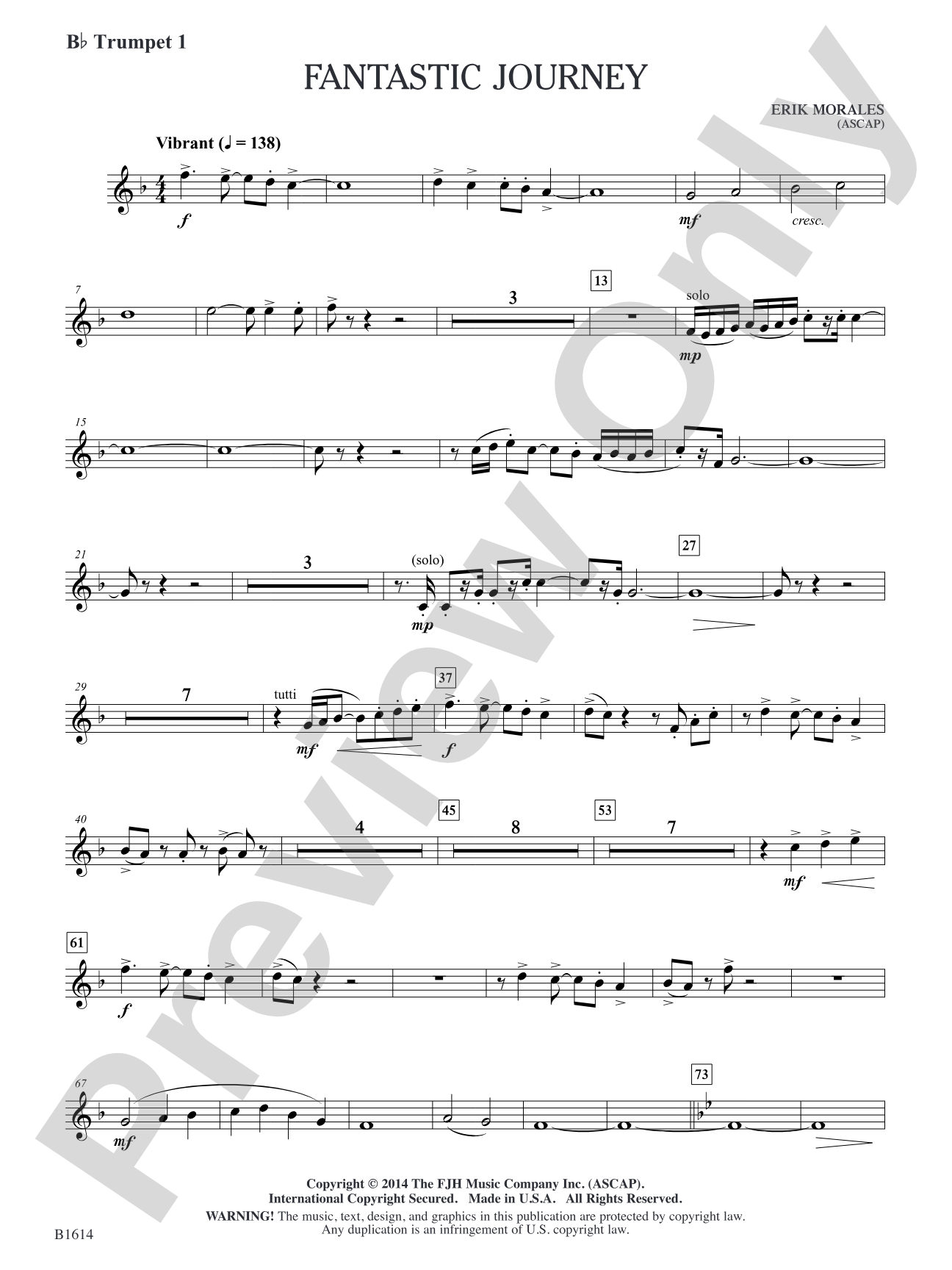 Fantastic Journey: B-flat Trumpet 1