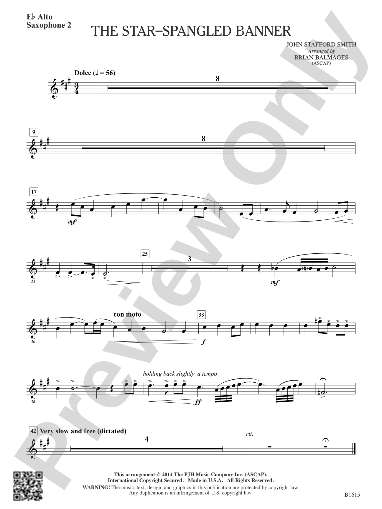 The Star-Spangled Banner: E-flat Alto Saxophone 2