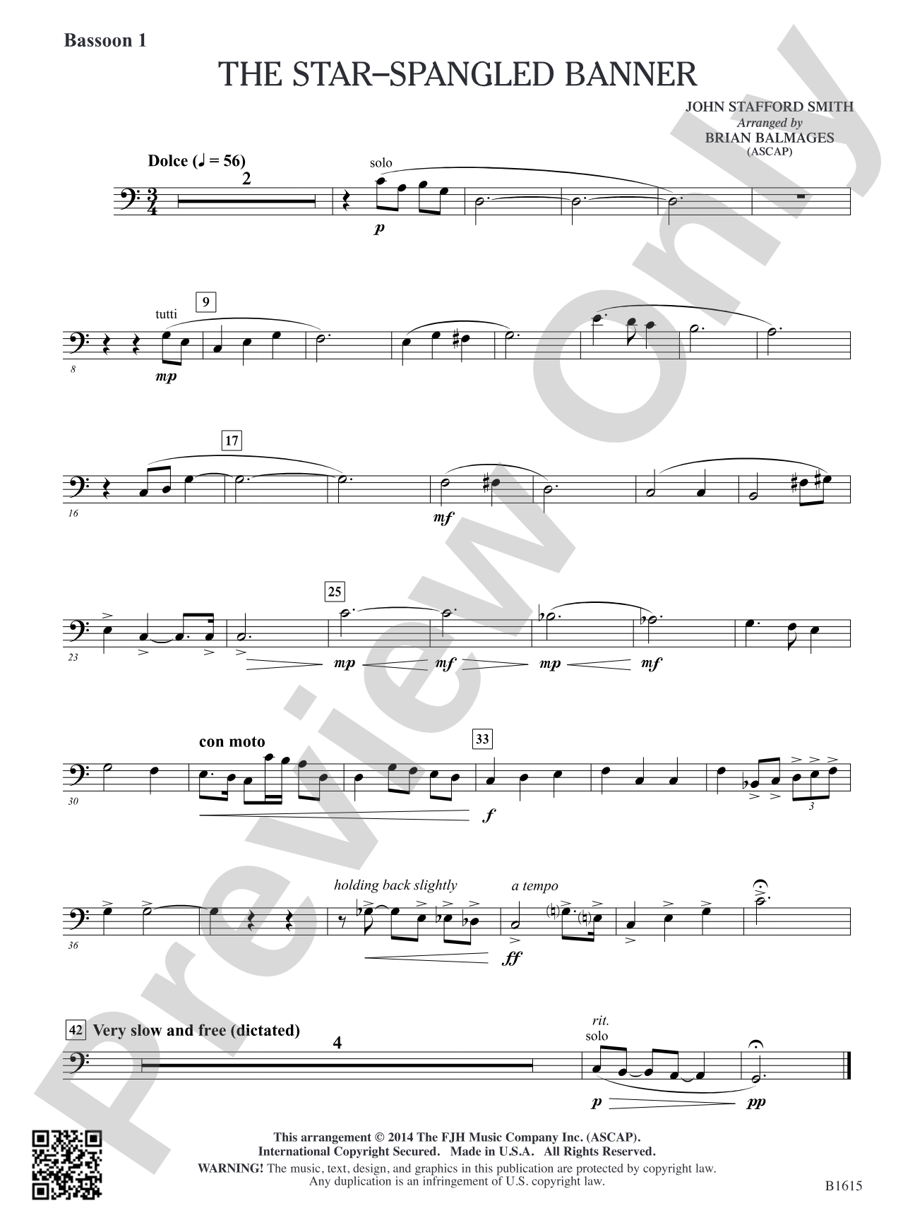 The Star-Spangled Banner: Bassoon 1