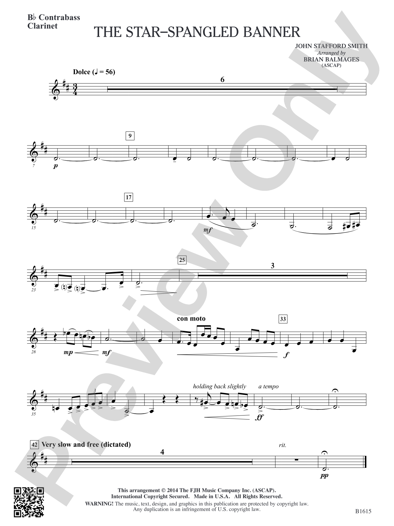 The Star-Spangled Banner: B-flat Contrabass Clarinet