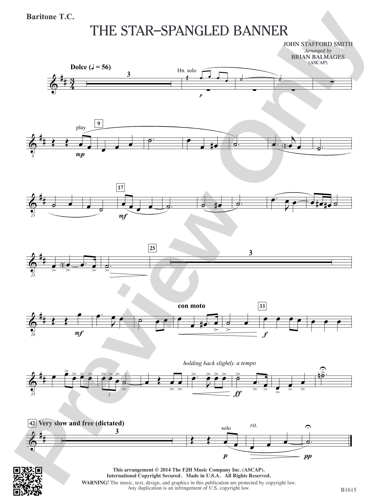 The Star-Spangled Banner: Baritone T.C.