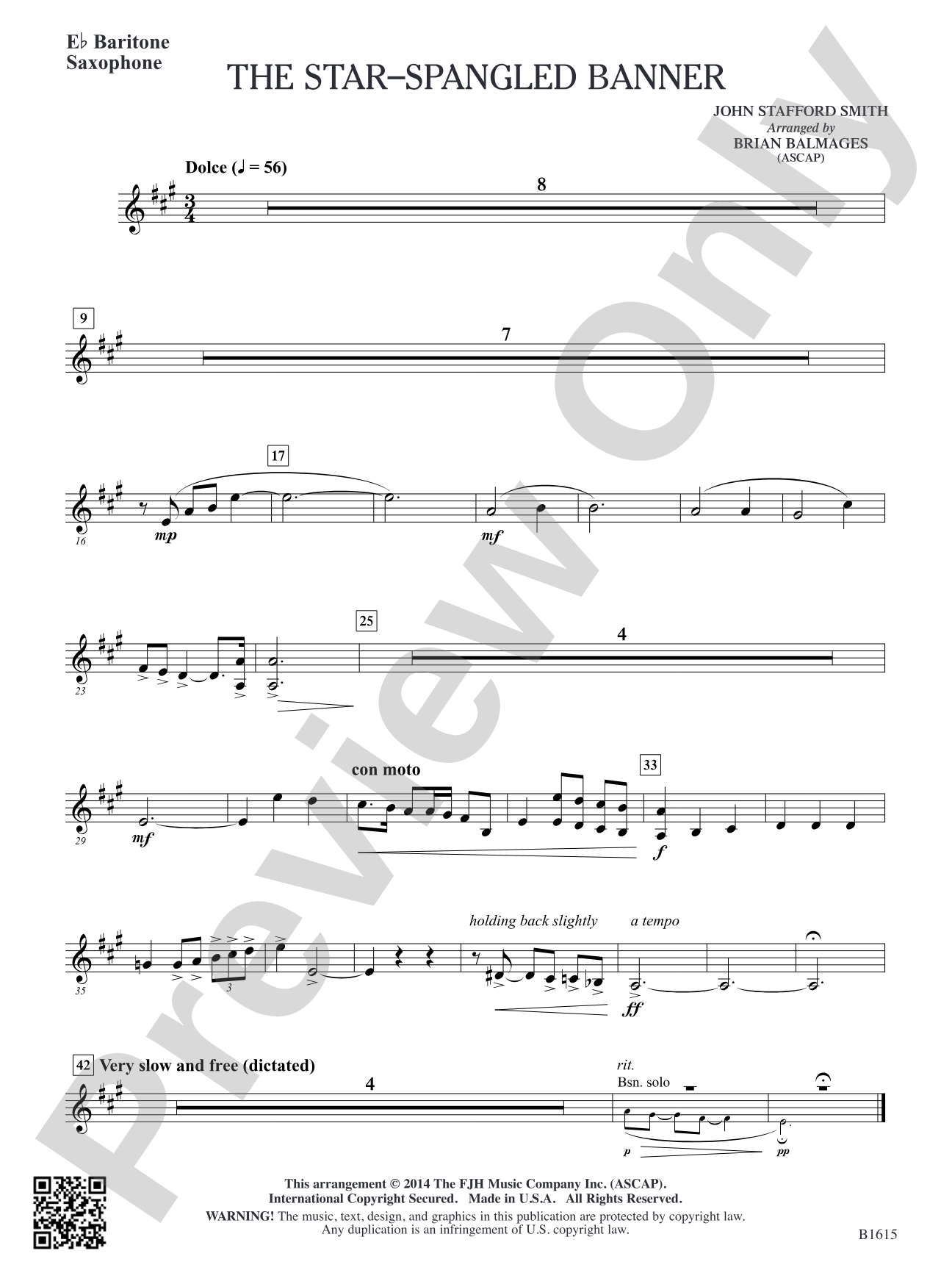 The Star-Spangled Banner: E-flat Baritone Saxophone