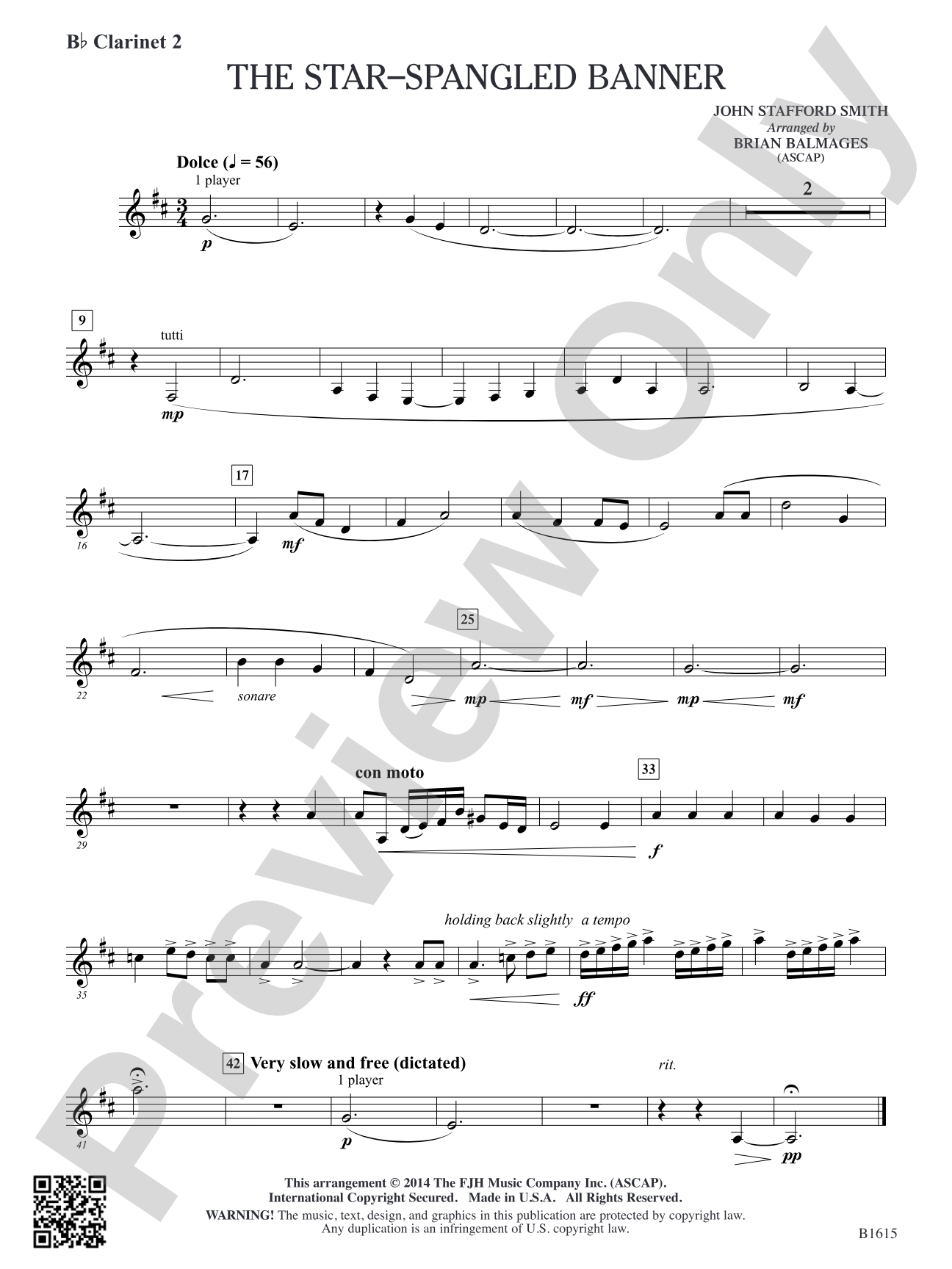 The Star-Spangled Banner: B-flat Clarinet 2