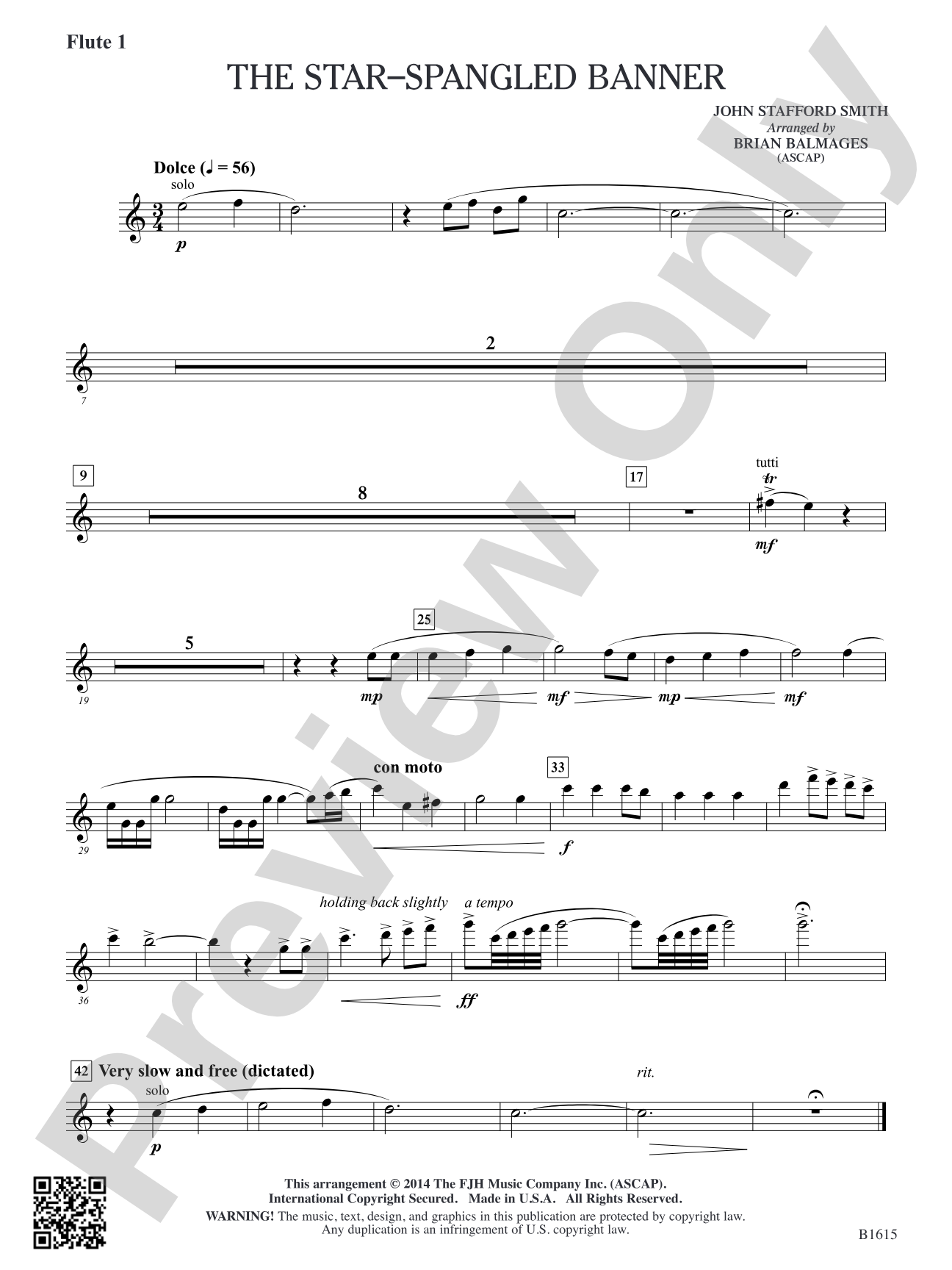 The Star-Spangled Banner: Flute 1