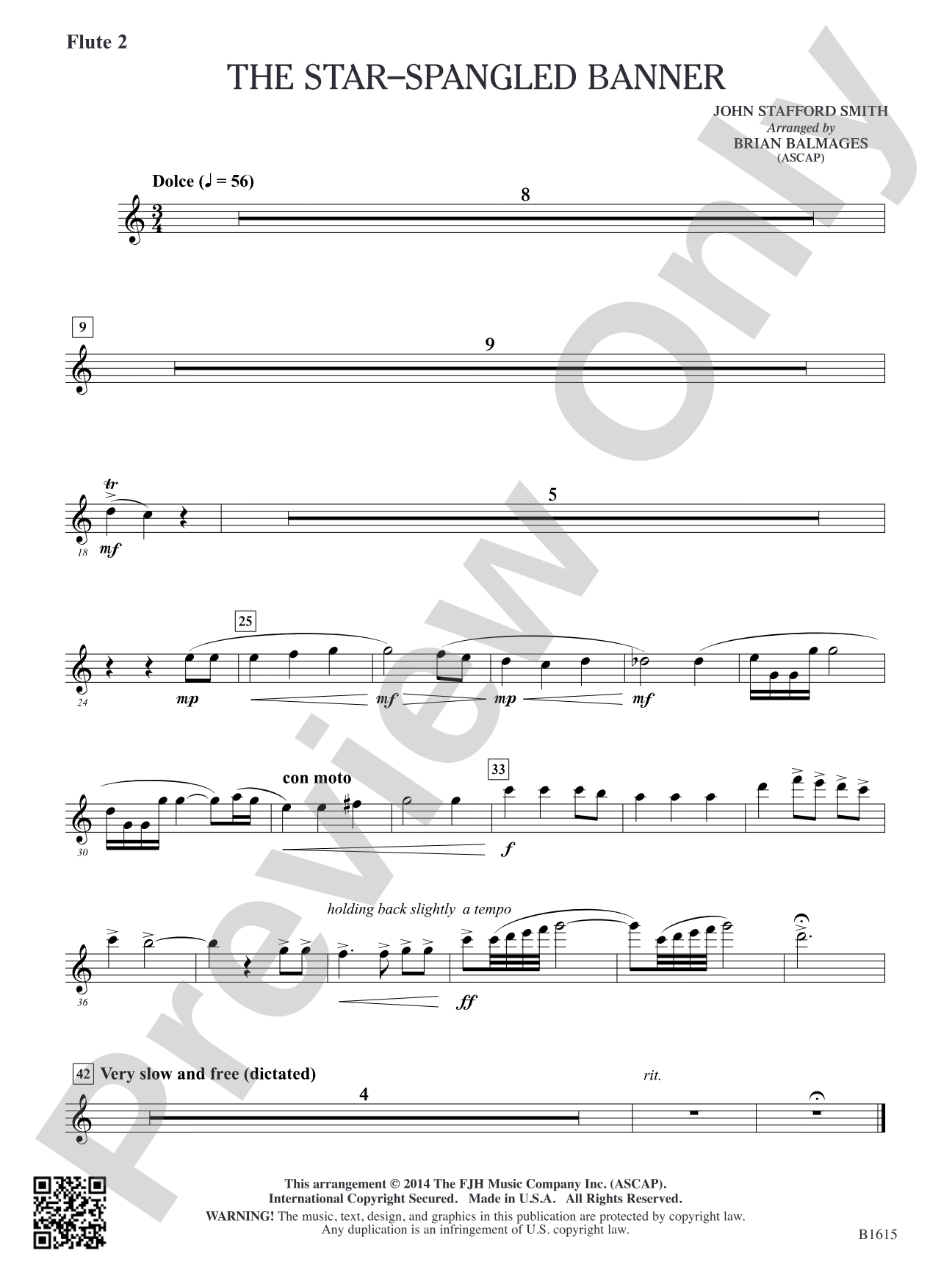 The Star-Spangled Banner: Flute 2