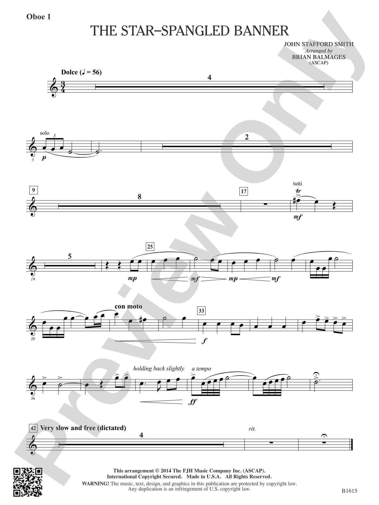 The Star-Spangled Banner: Oboe 1