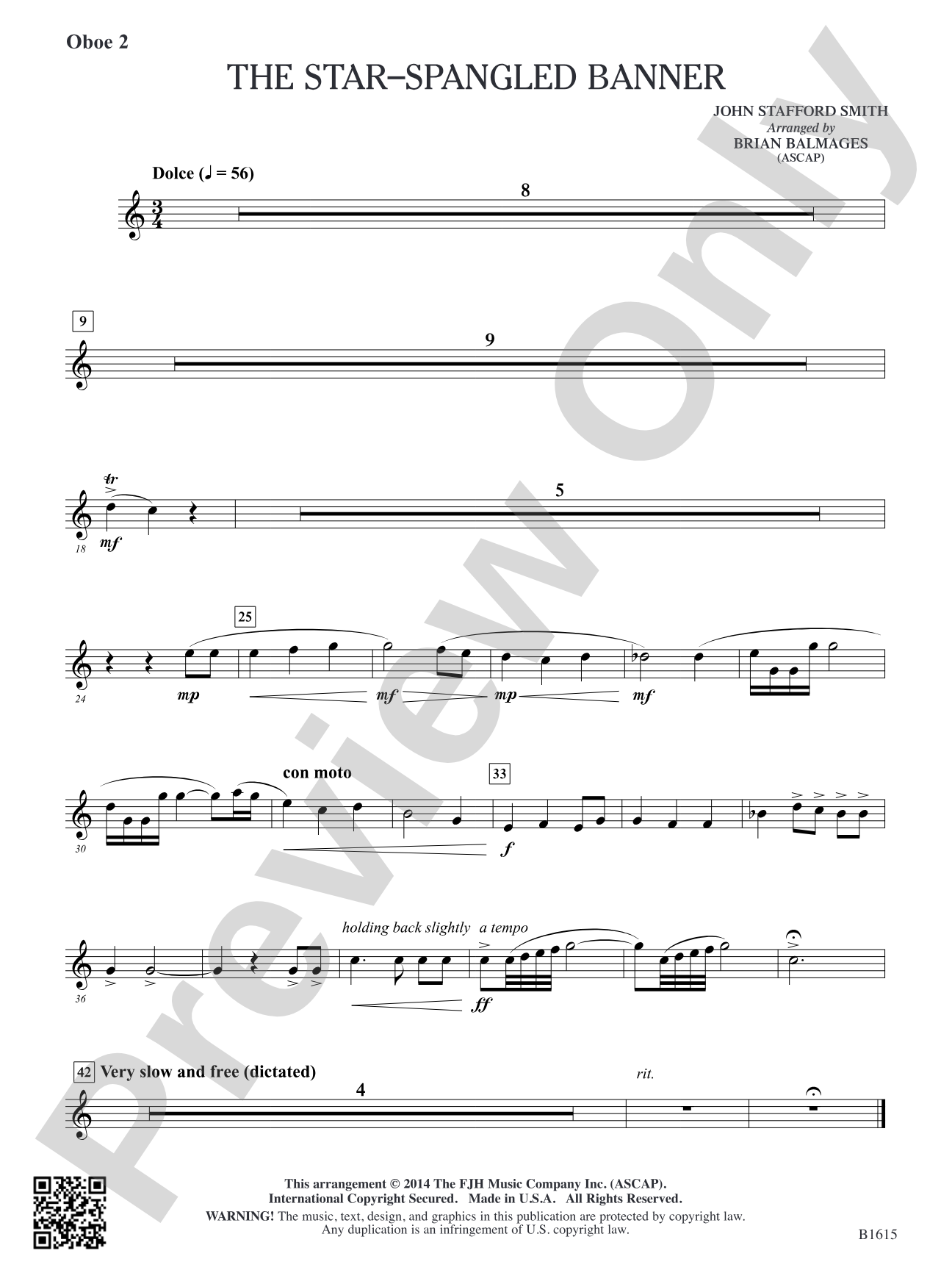The Star-Spangled Banner: Oboe 2