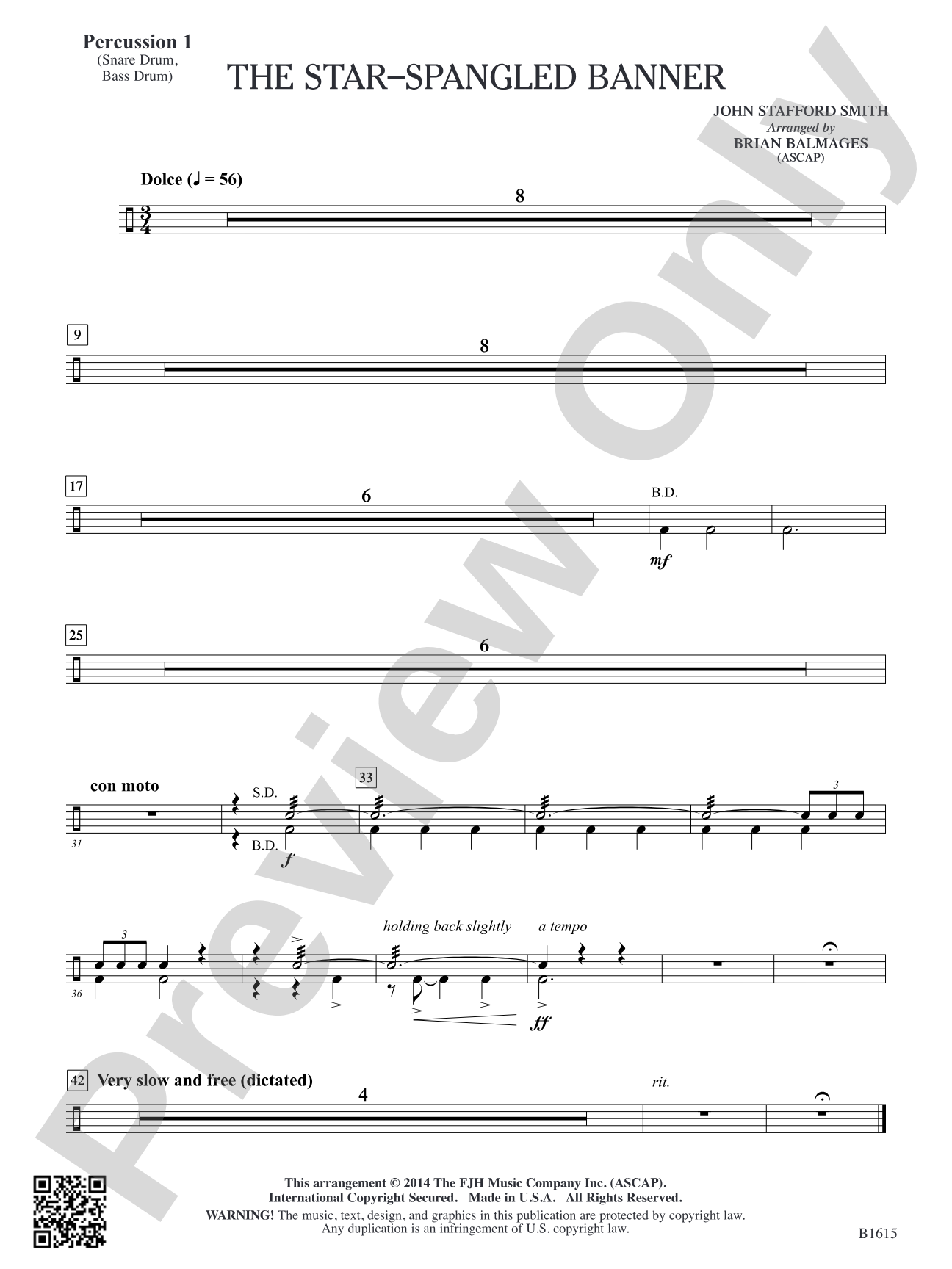 The Star-Spangled Banner: Percussion 1