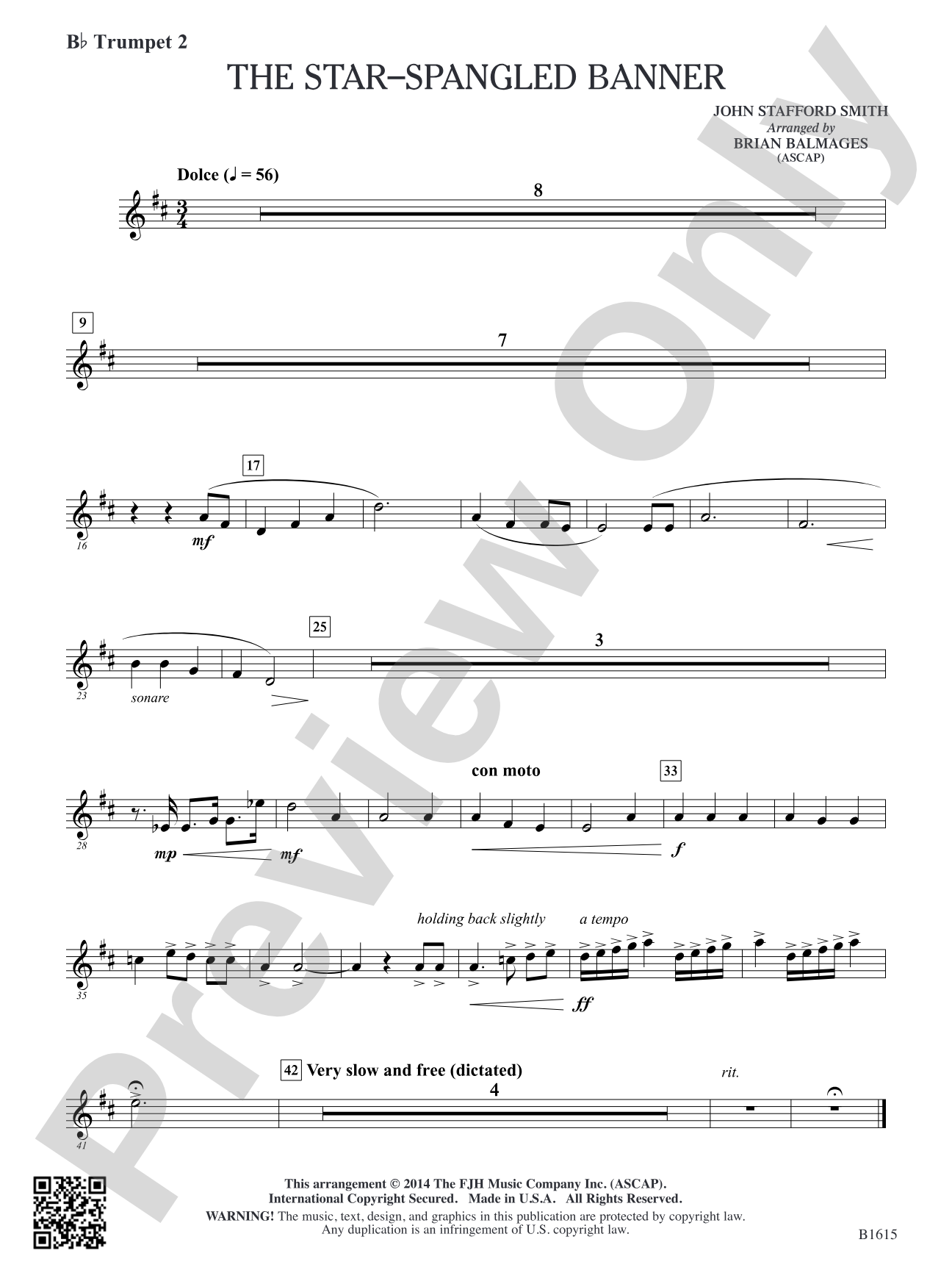 The Star-Spangled Banner: B-flat Trumpet 2