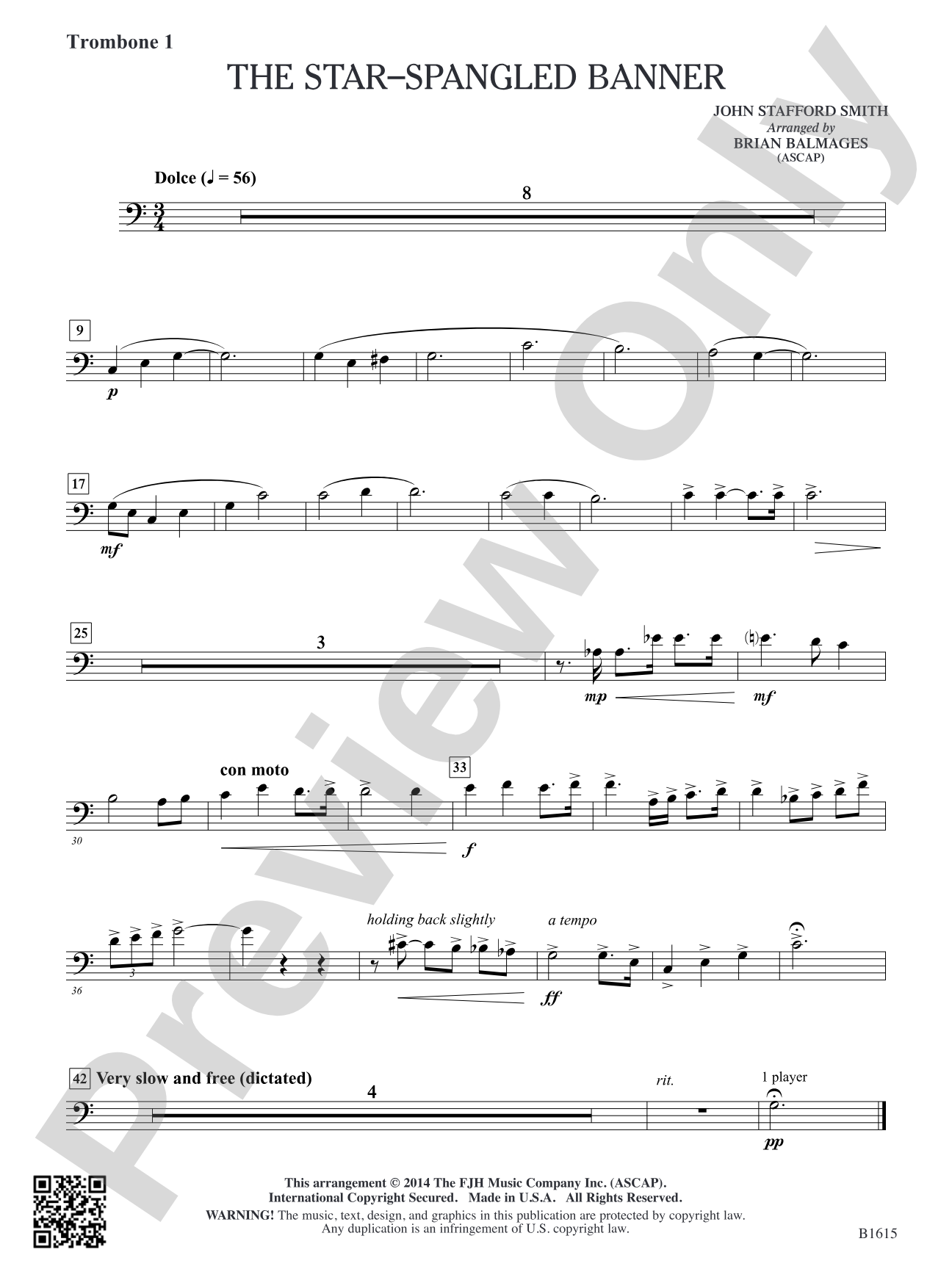 The Star-Spangled Banner: Trombone 1