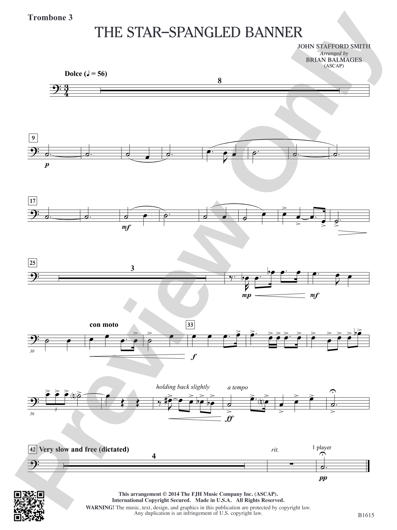 The Star-Spangled Banner: Trombone 3