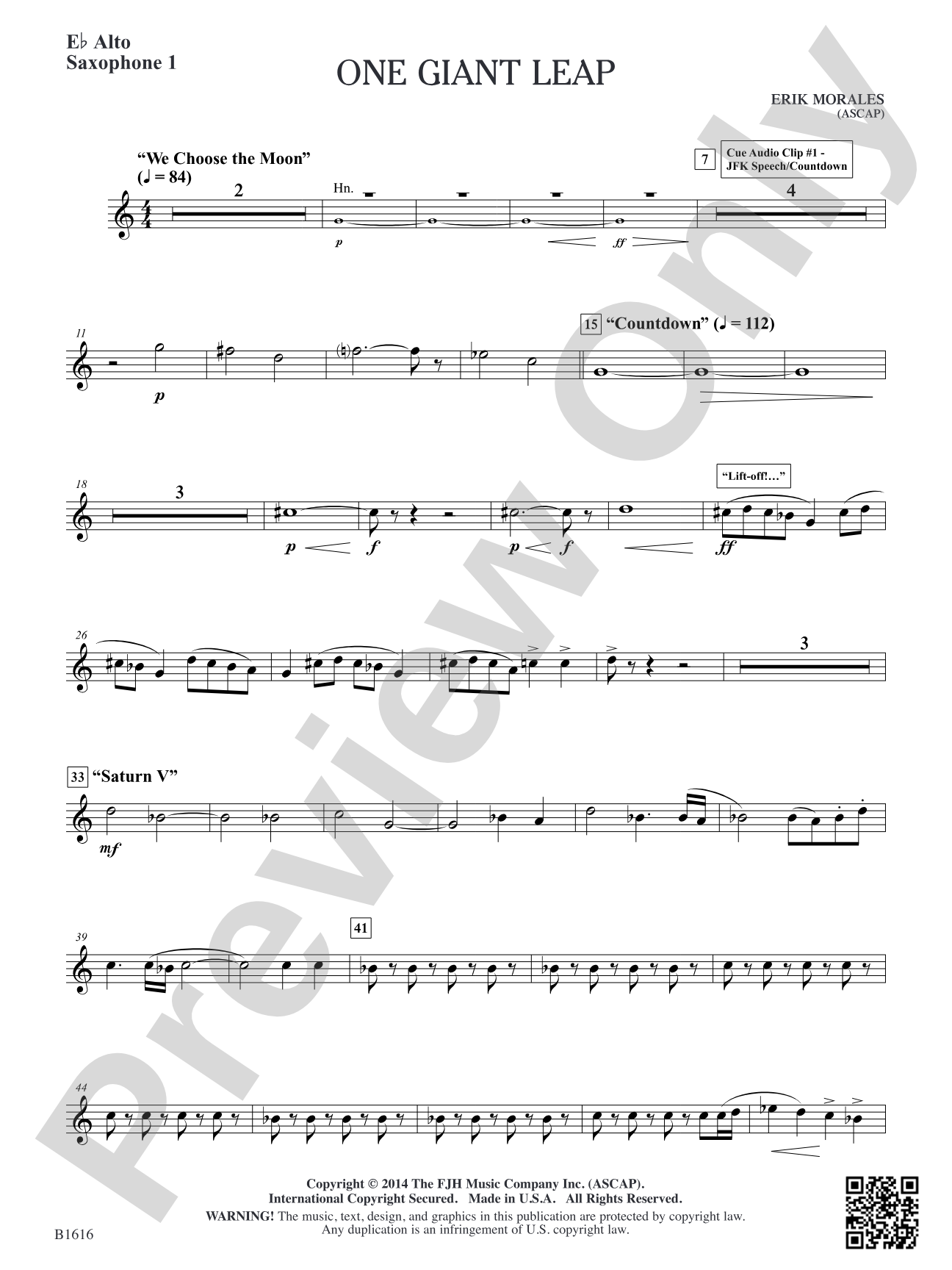 One Giant Leap: E-flat Alto Saxophone 1