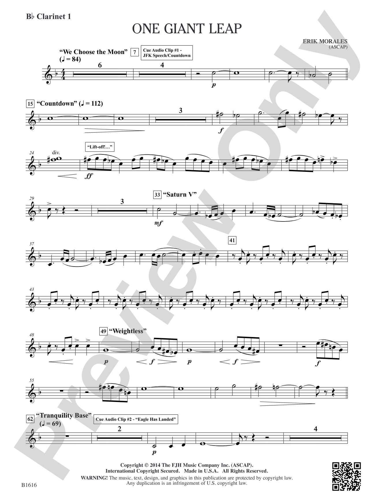 One Giant Leap: B-flat Clarinet 1