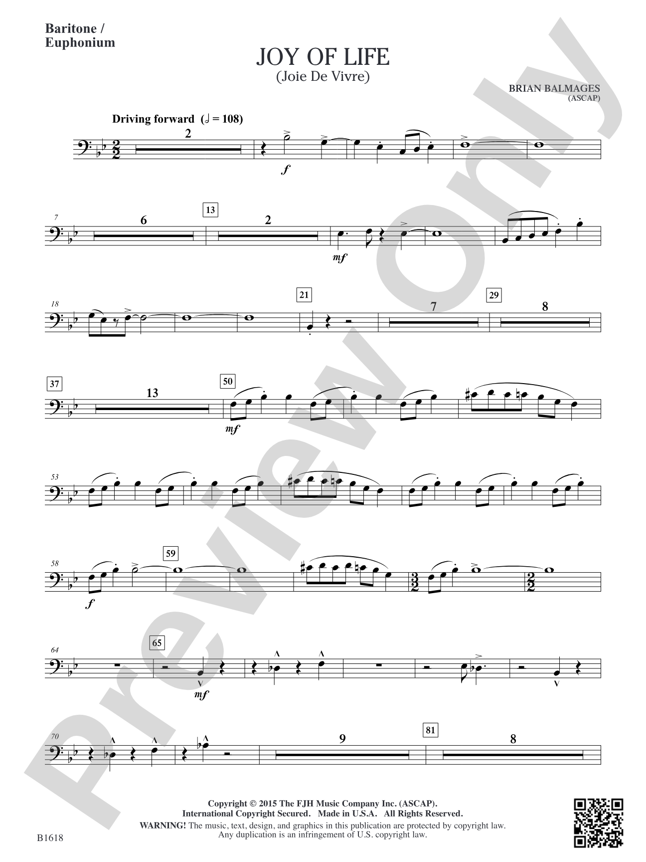 Joy of Life: Baritone / Euphonium