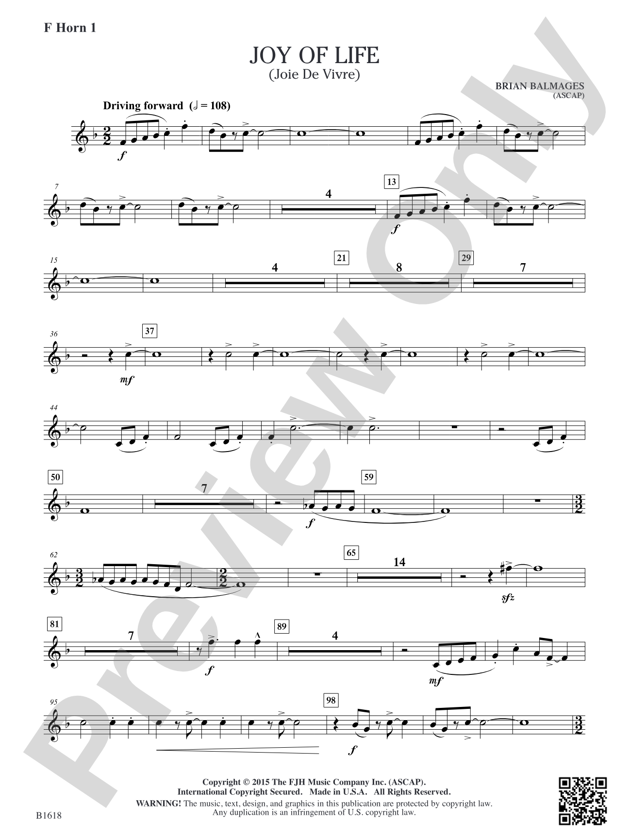 Joy of Life: F Horn 1