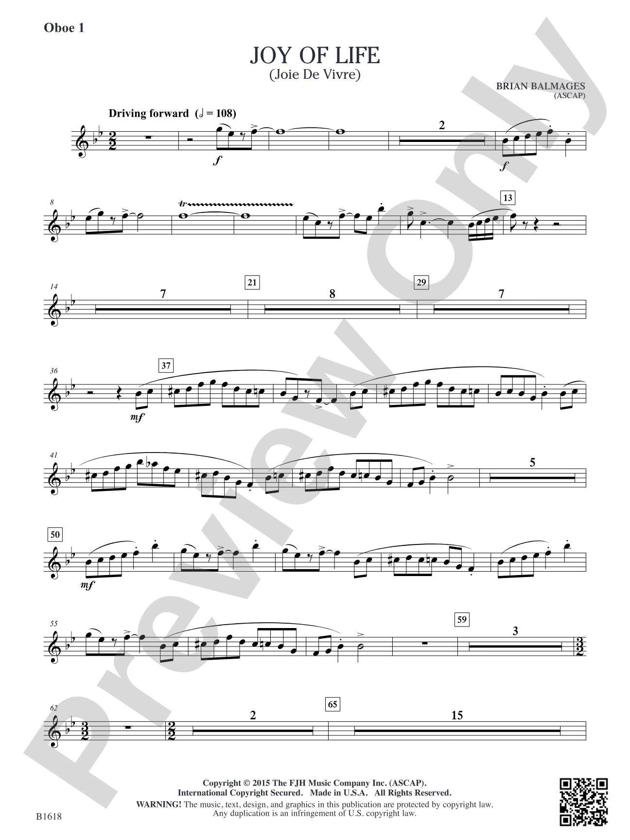 Joy of Life: Oboe 1