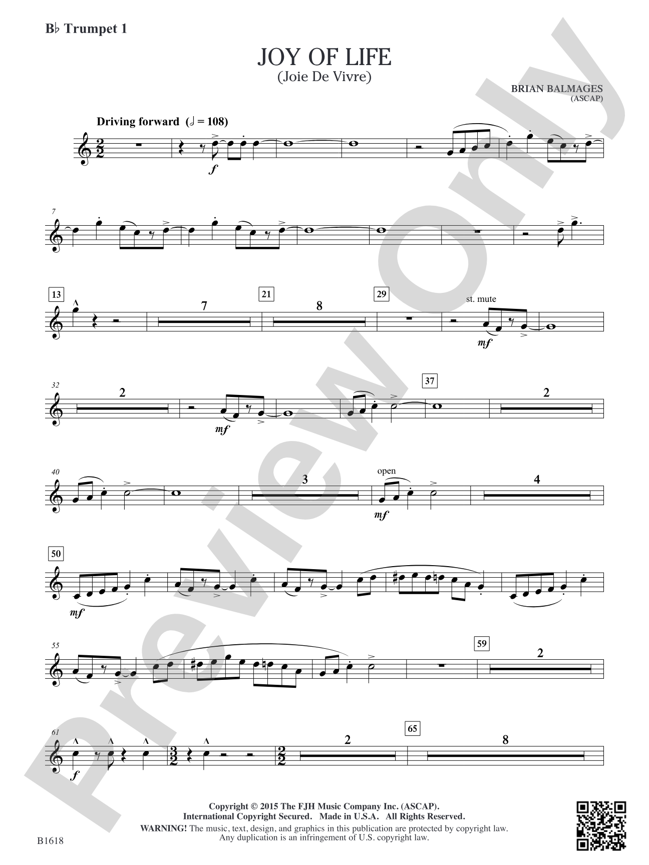 Joy of Life: B-flat Trumpet 1