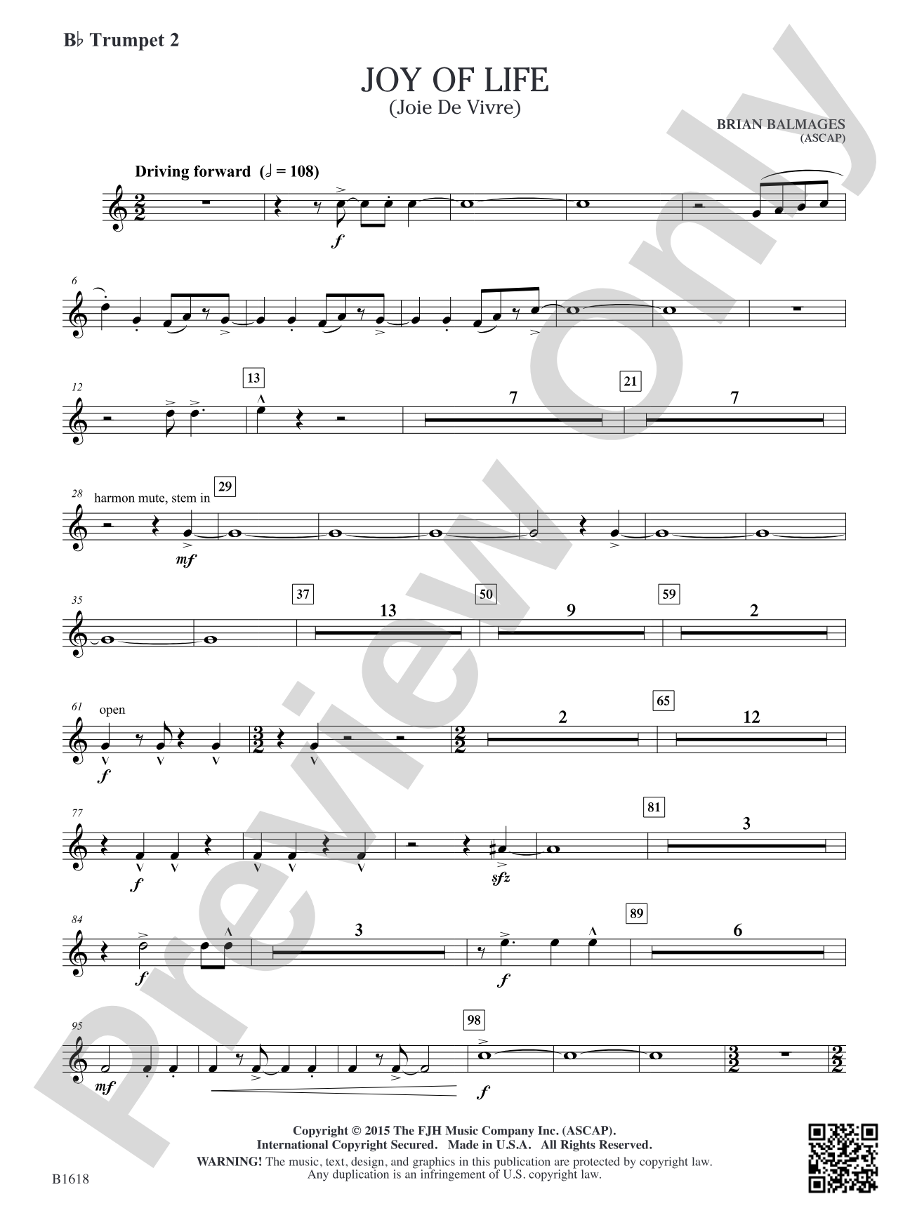 Joy of Life: B-flat Trumpet 2