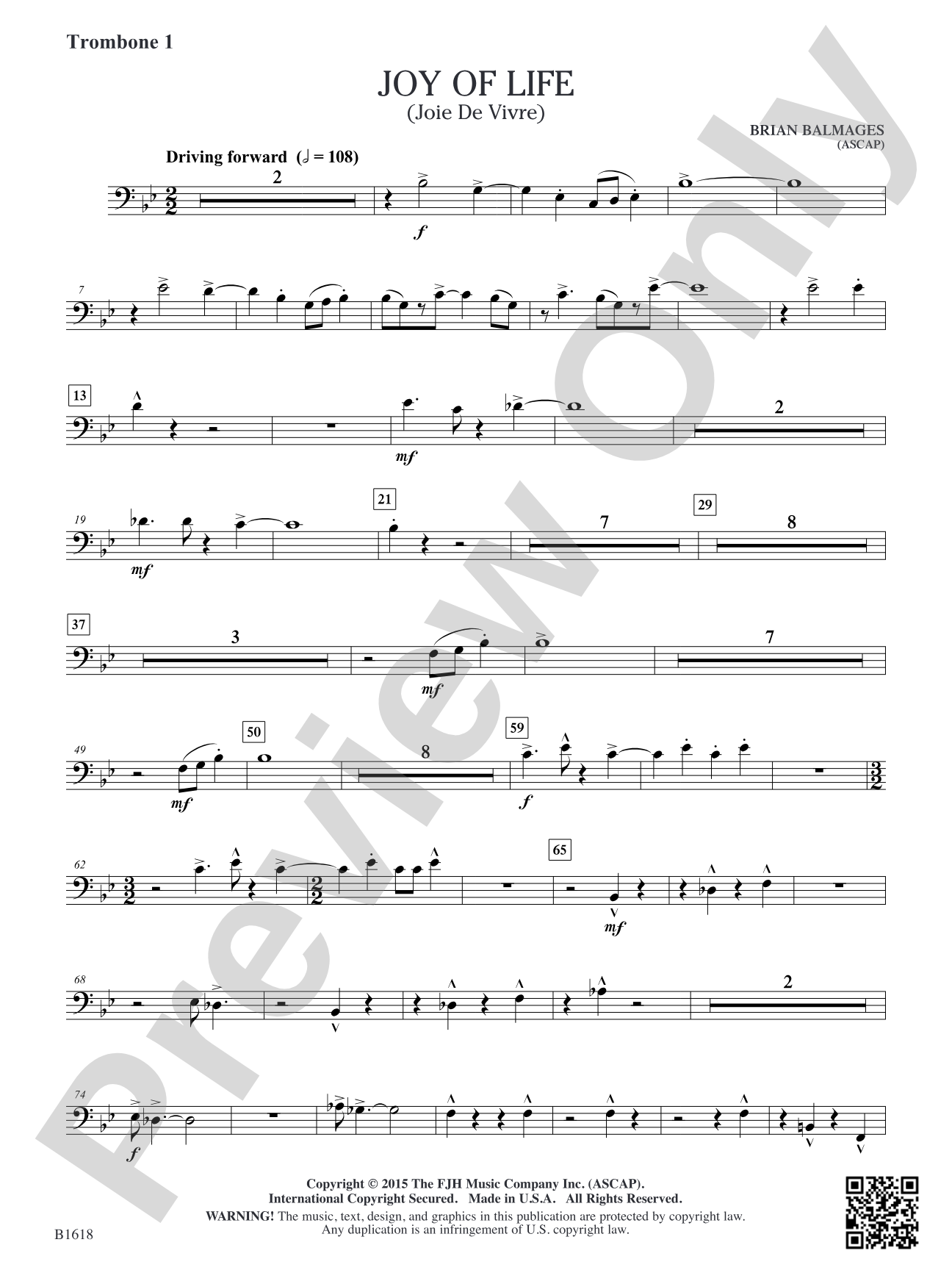 Joy of Life: Trombone 1