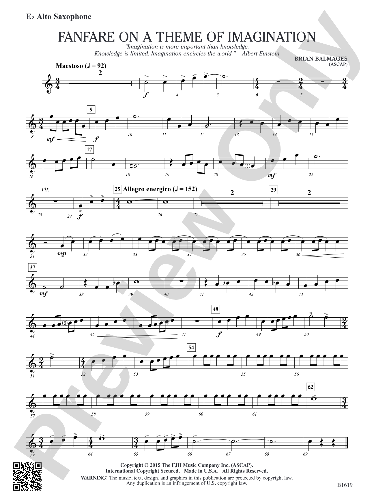 Fanfare on a Theme of Imagination: E-flat Alto Saxophone
