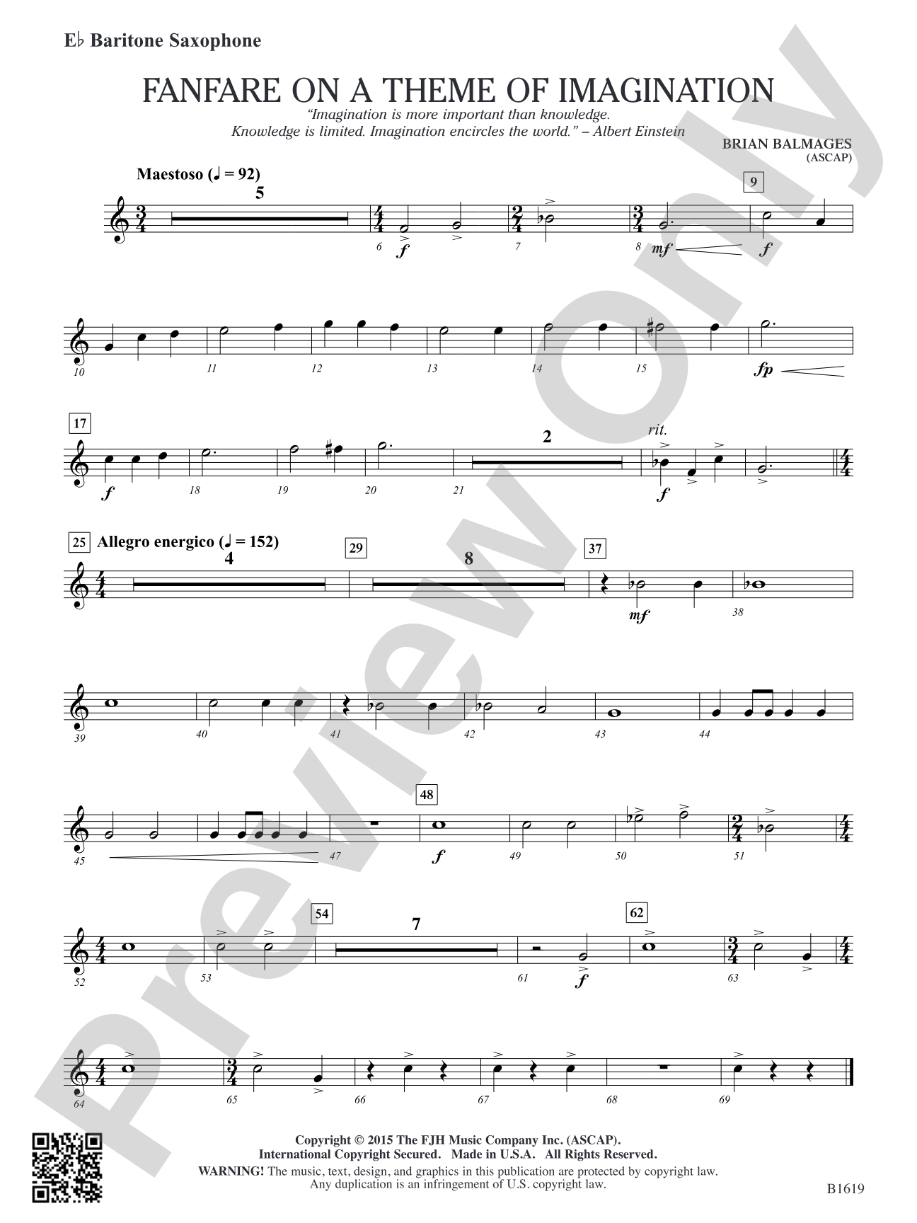 Fanfare on a Theme of Imagination: E-flat Baritone Saxophone